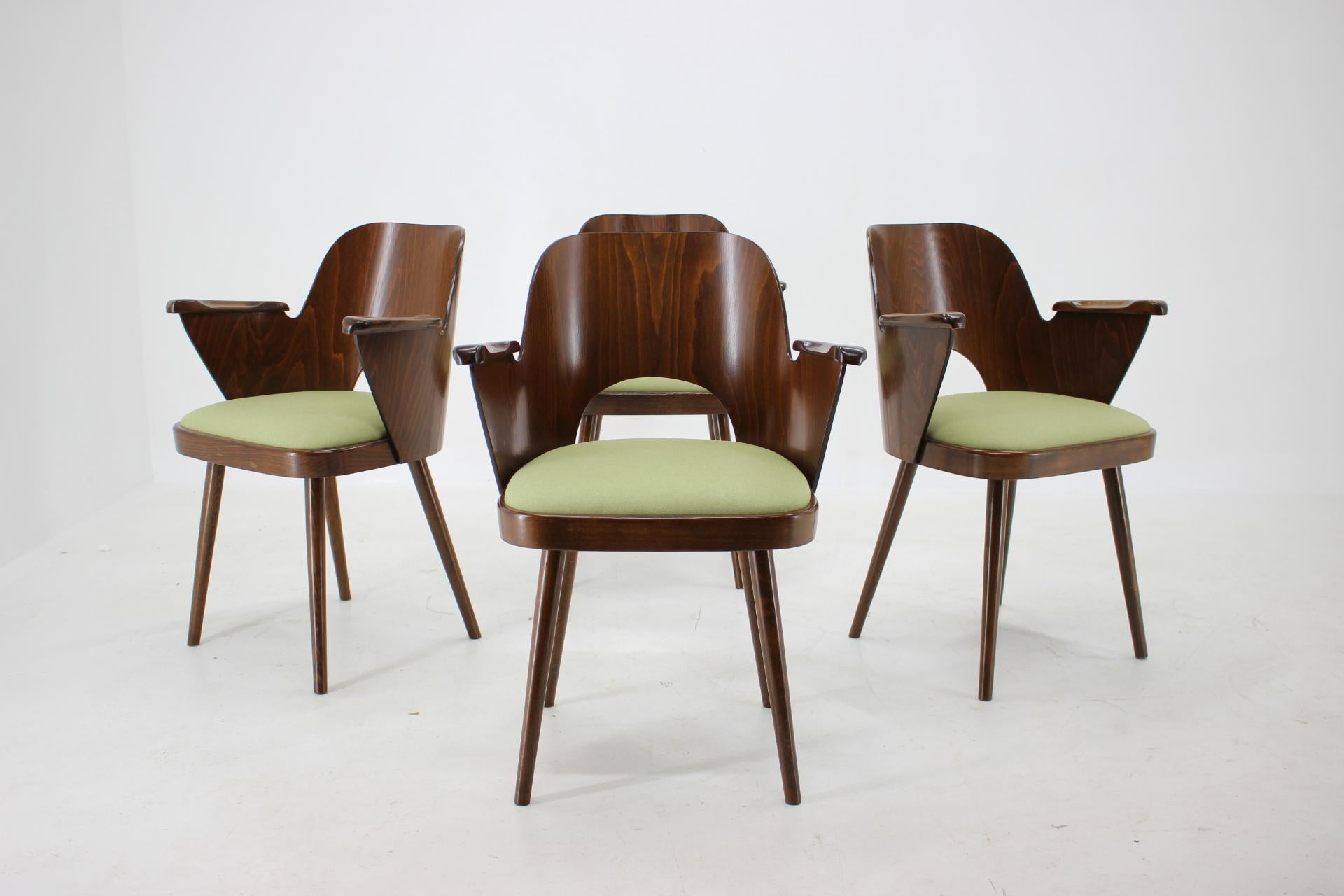 Mid-Century Modern 1960s Set of Four Oswald Haerdtl Dining Chairs, Czechoslovakia For Sale