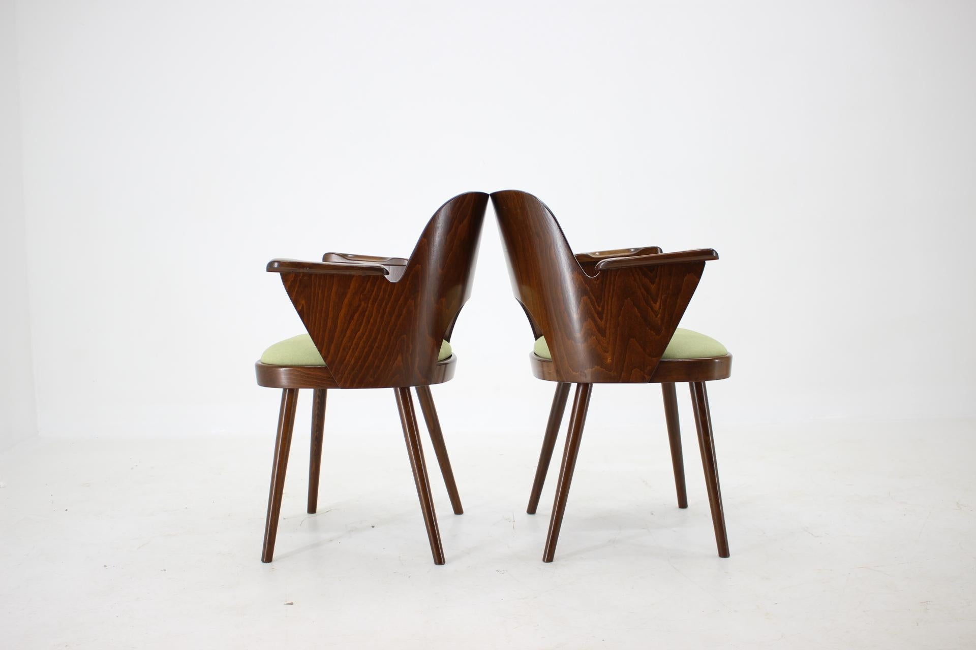 Fabric 1960s Set of Four Oswald Haerdtl Dining Chairs, Czechoslovakia For Sale