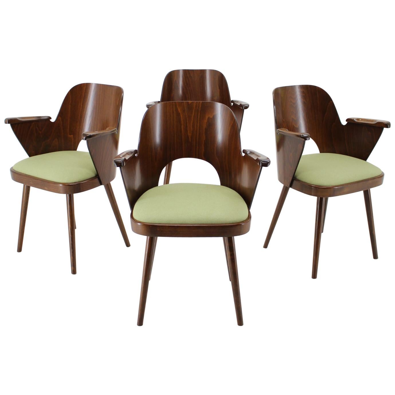 1960s Set of Four Oswald Haerdtl Dining Chairs, Czechoslovakia For Sale