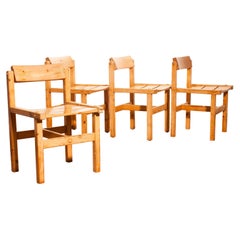 1960s, Set of Four Pine Dining Chairs by Edvin Helseth, Norway