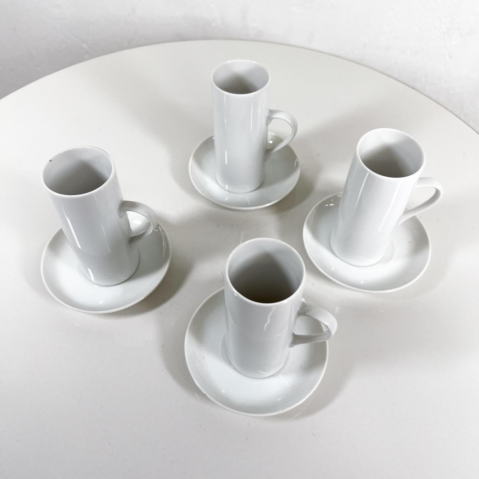 Mid-20th Century 1960s Set of Four Porcelain Espresso Demitasse Cups & Saucers Lagardo Tackett