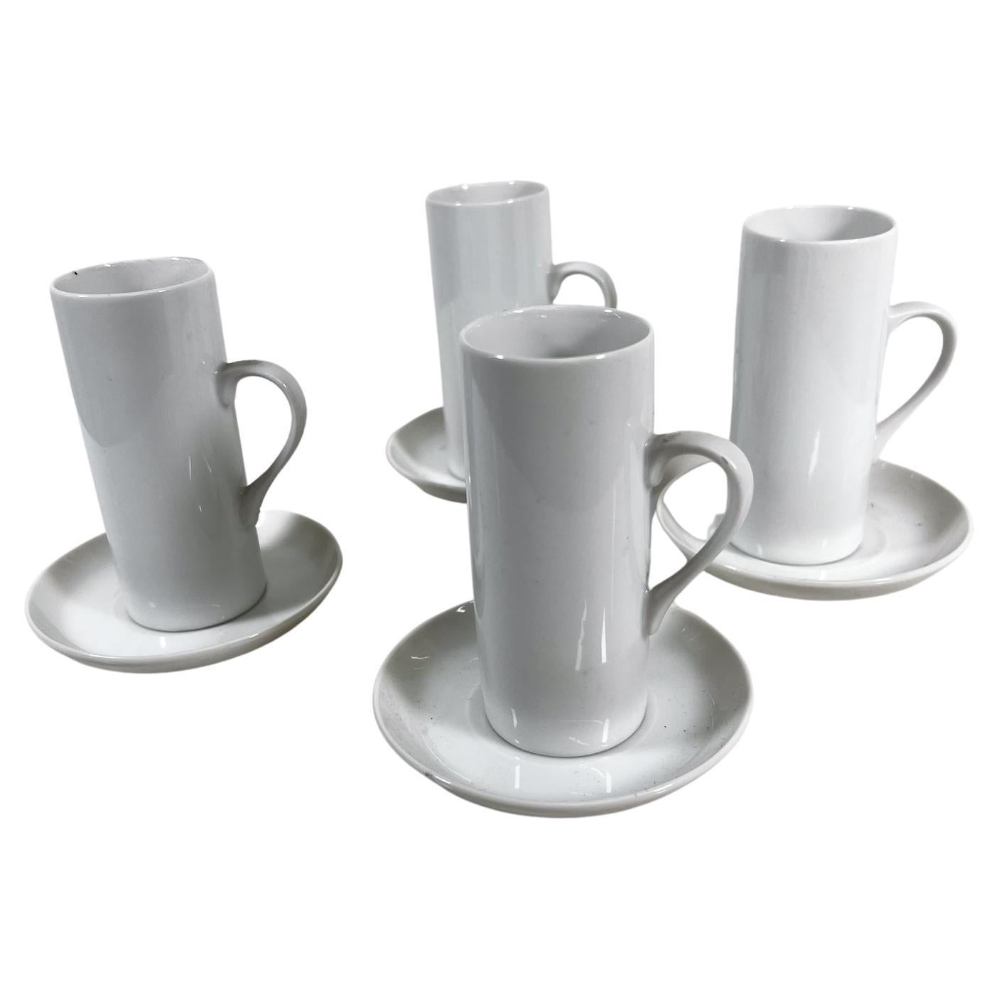 1960s Set of Four Porcelain Espresso Demitasse Cups & Saucers Lagardo Tackett