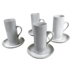 1960s Set of Four Porcelain Espresso Demitasse Cups & Saucers Lagardo Tackett