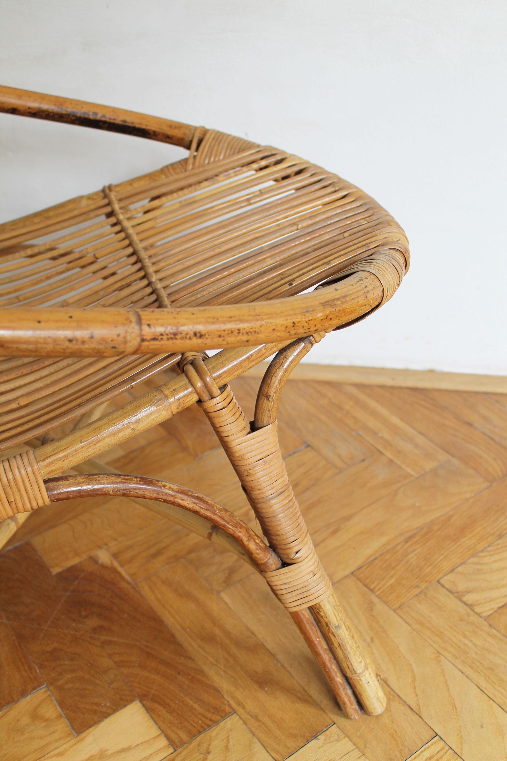 1960's Set of Four Rattan Armchairs and Side Table by Jaroslav Prochazka for ULU For Sale 9