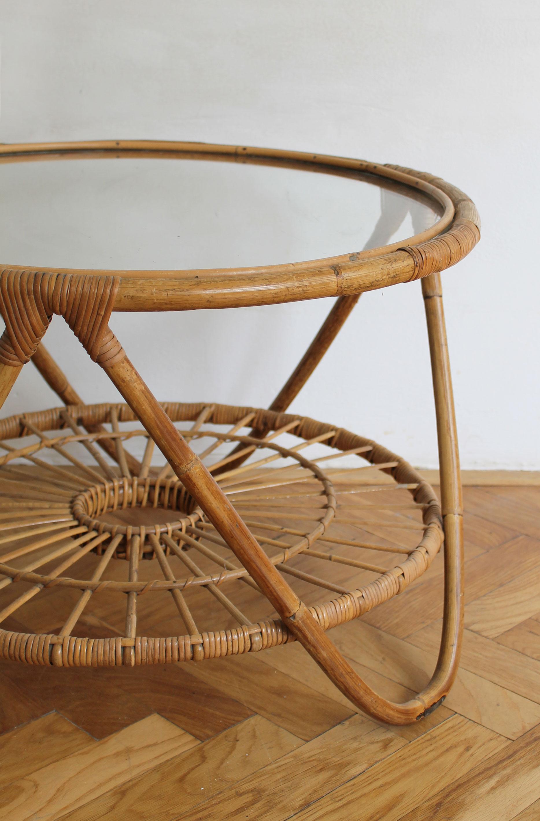 Other 1960's Set of Four Rattan Armchairs and Side Table by Jaroslav Prochazka for ULU For Sale