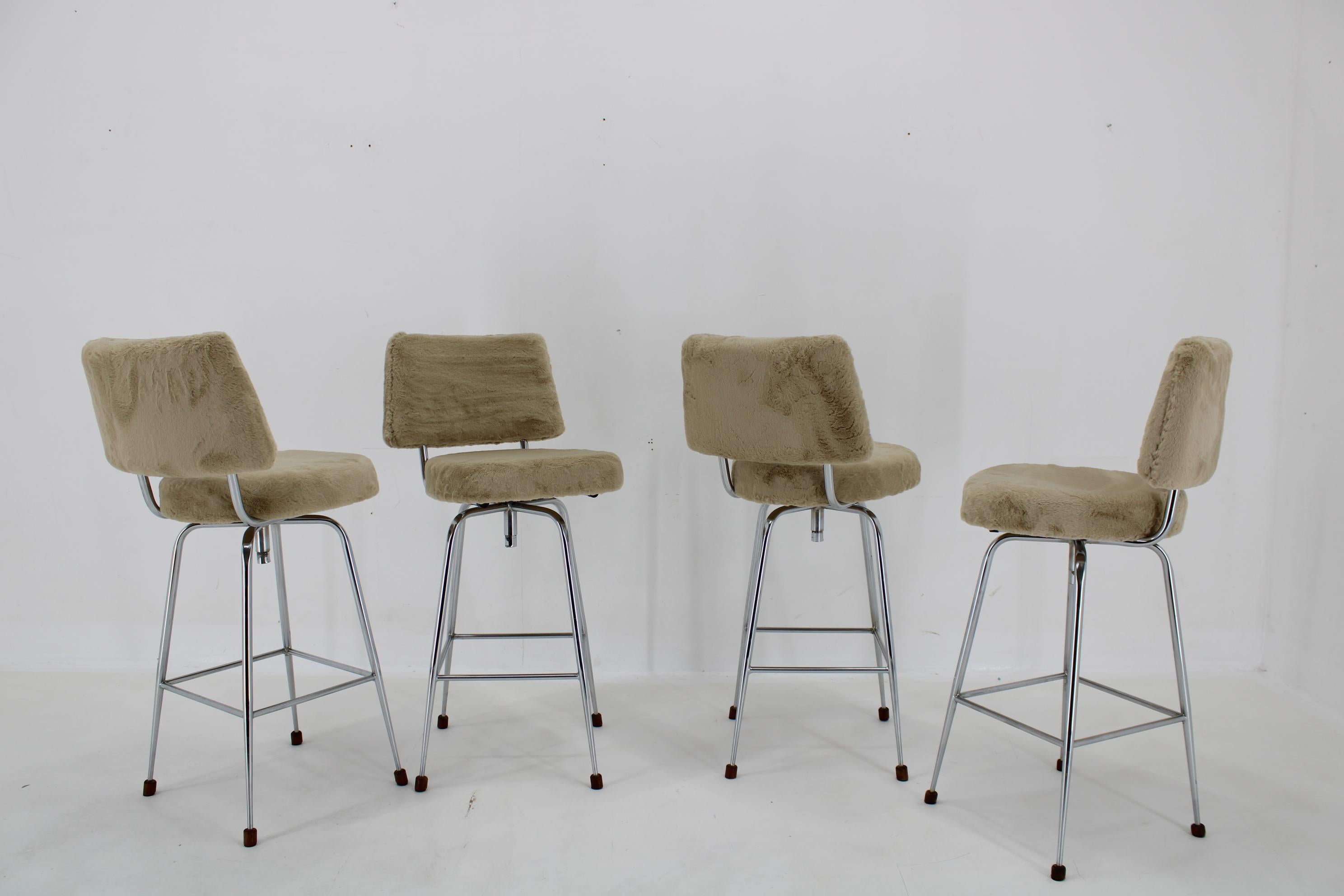 Mid-20th Century 1960s Set of Four Restored Bar Chairs, Czechoslovakia For Sale