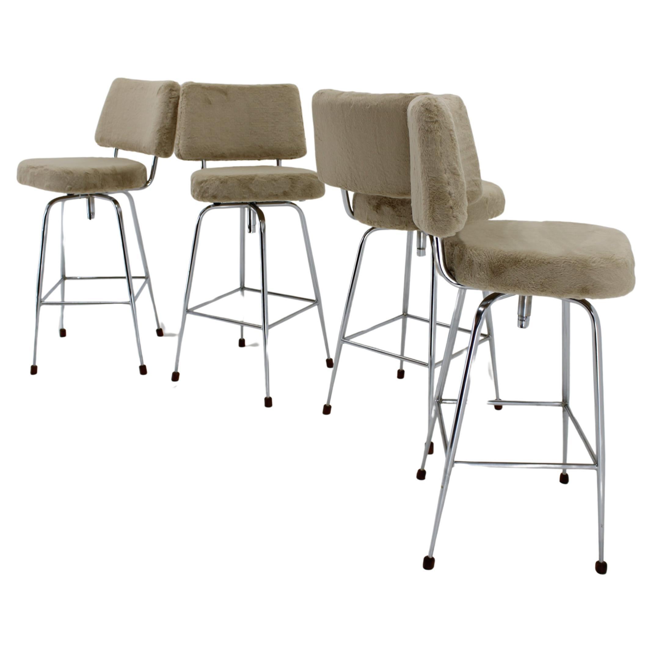 1960s Set of Four Restored Bar Chairs, Czechoslovakia