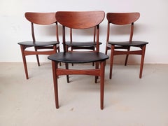 1960s Set of Four Restored Danish Customizable Dining Chairs in Teak