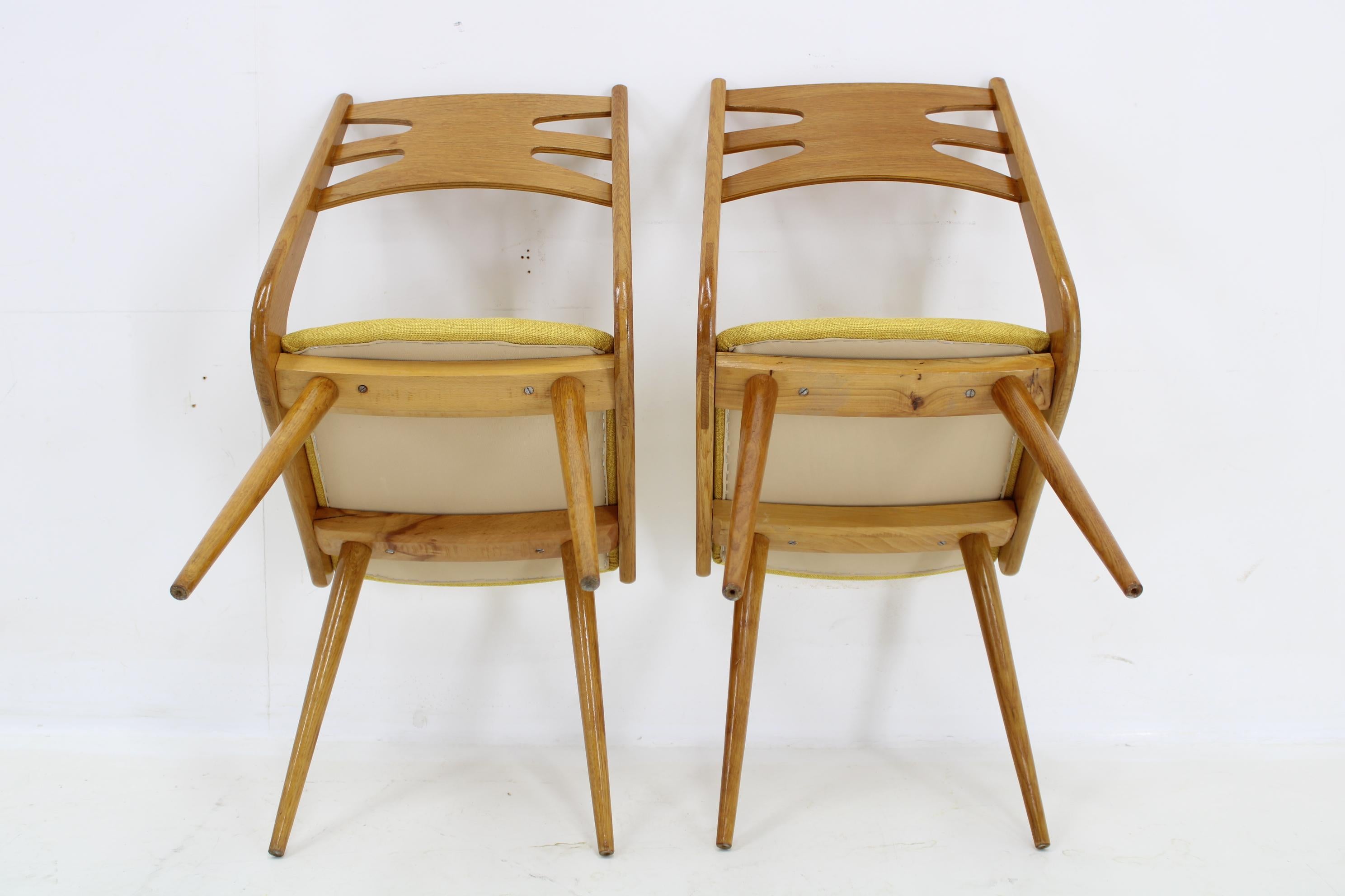 Juego de cuatro sillas de comedor raras restauradas, Checoslovaquia, años 60 en venta 8