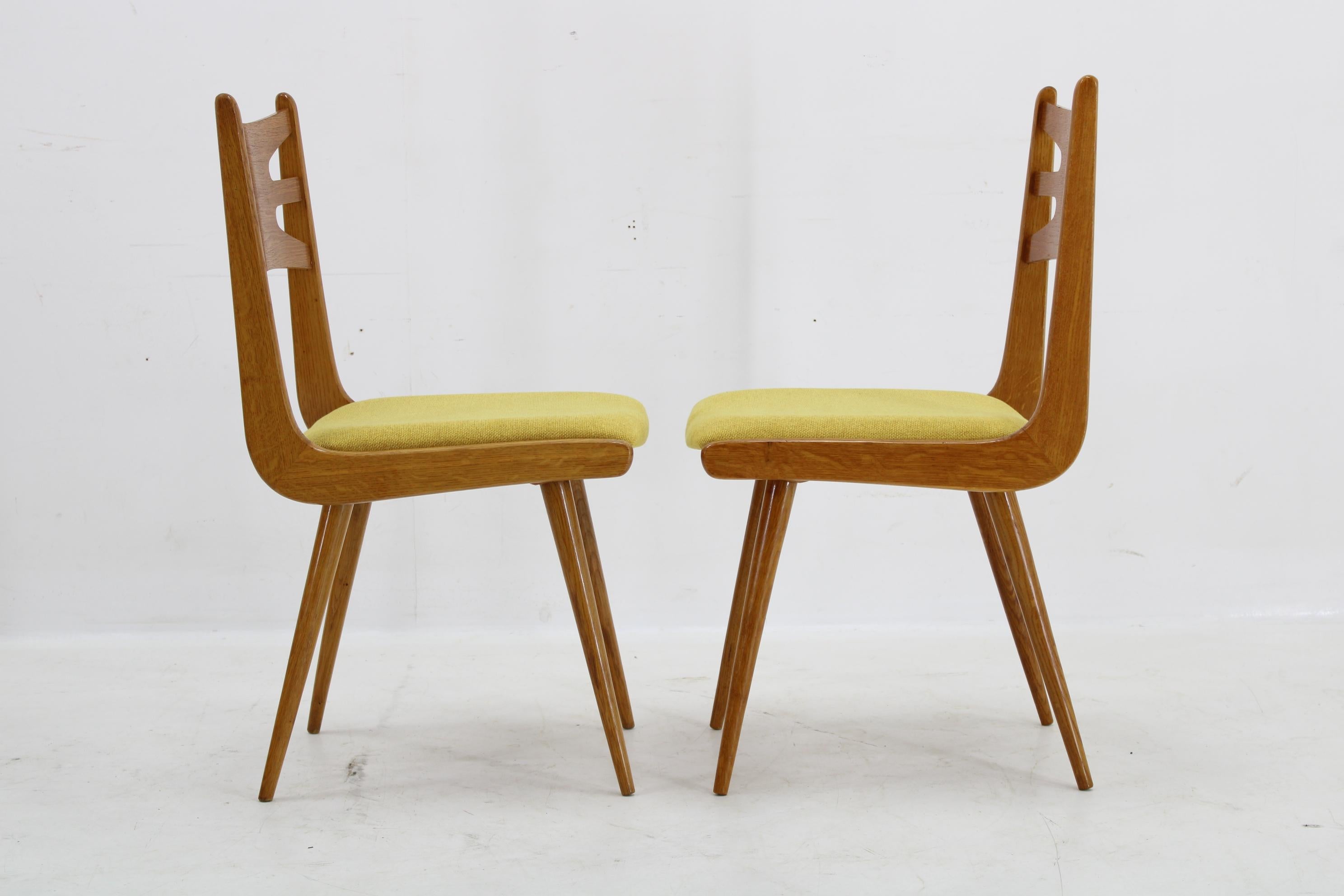 Juego de cuatro sillas de comedor raras restauradas, Checoslovaquia, años 60 en venta 2