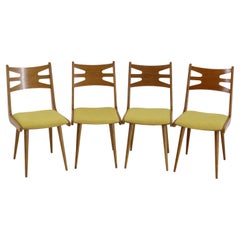 Juego de cuatro sillas de comedor raras restauradas, Checoslovaquia, años 60