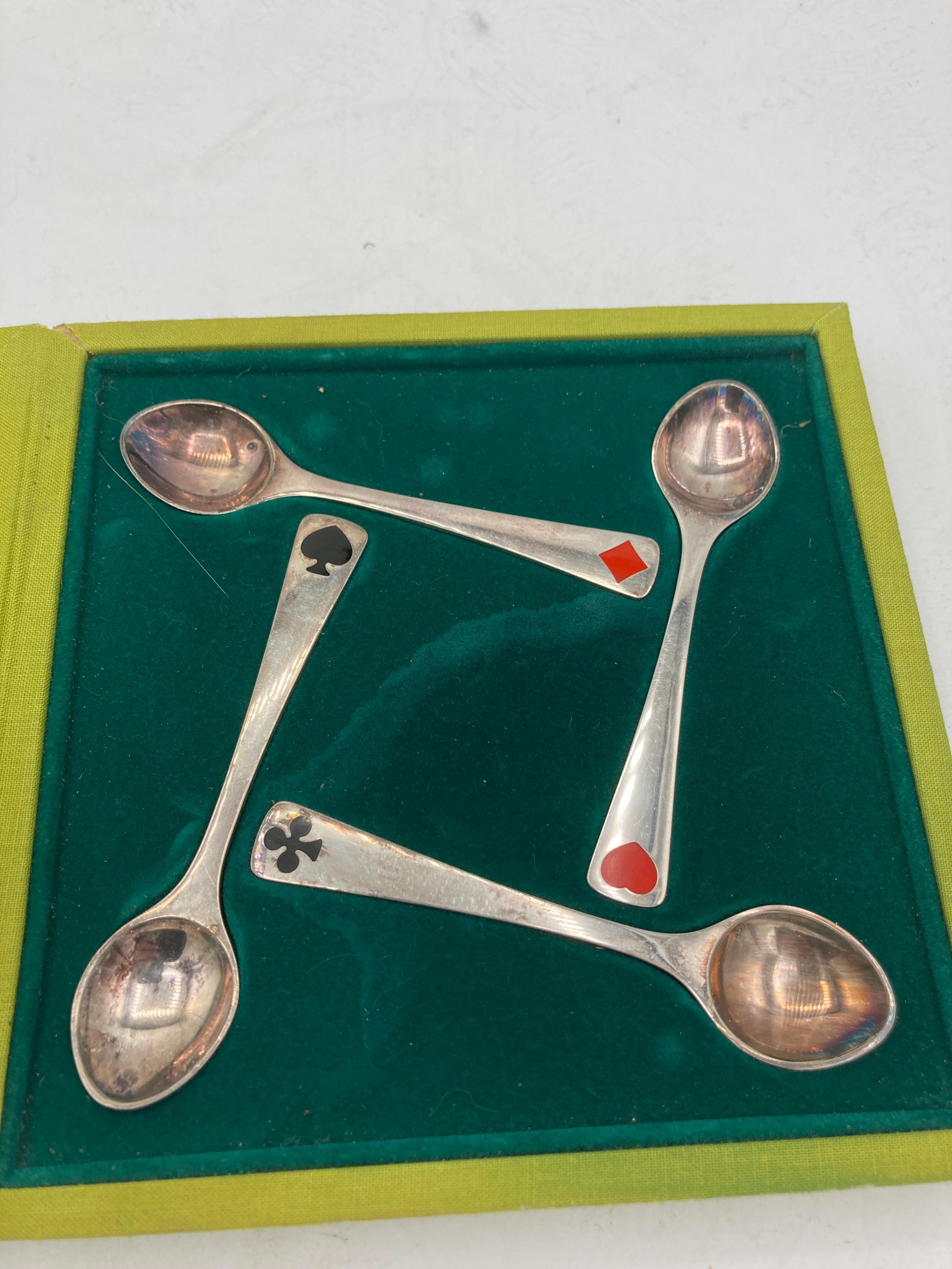 Set di quattro cucchiai in argento sterling anni '60 di Georg Jensen In condizioni buone in vendita a New York, NY