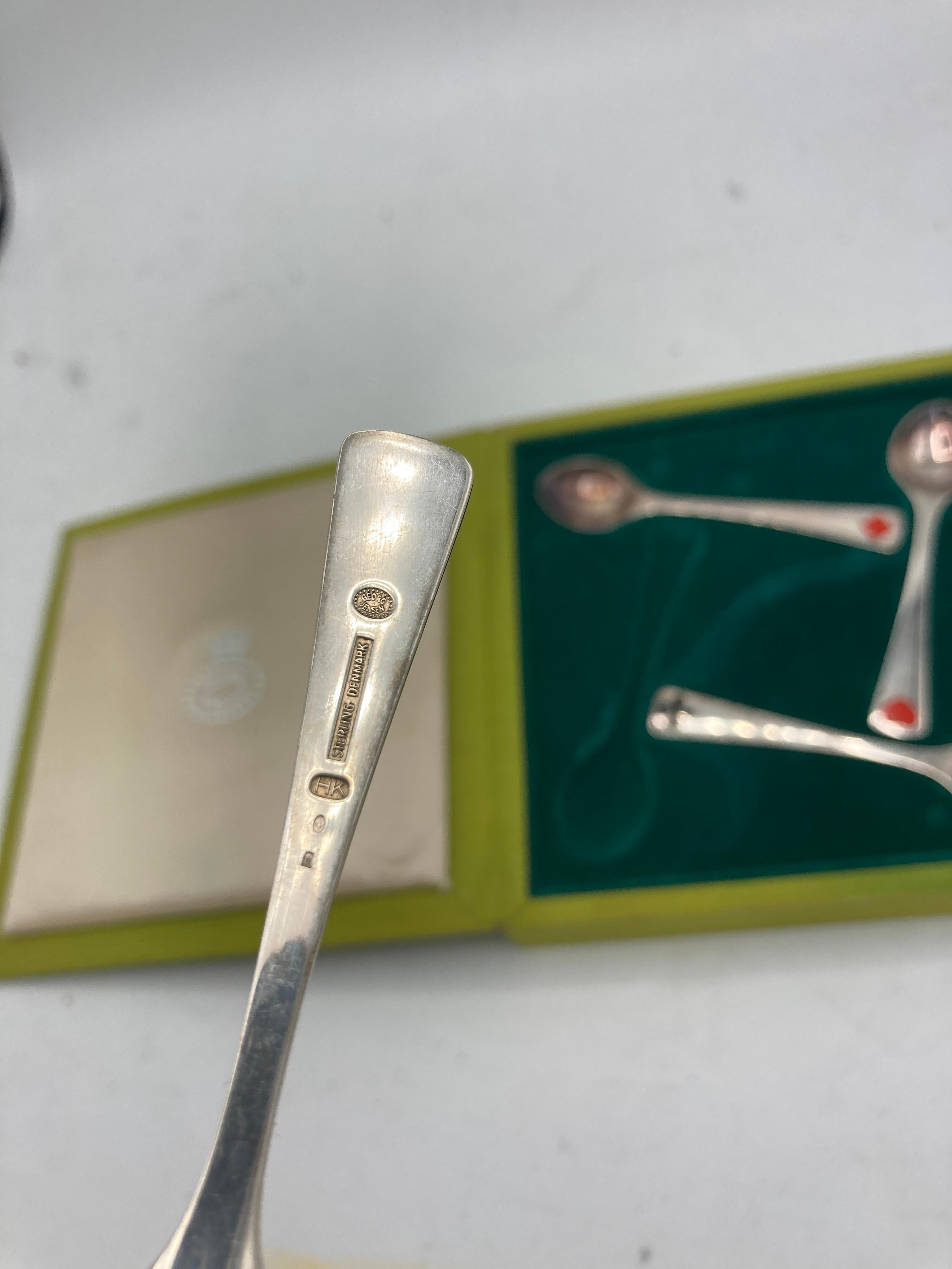 Metà XX secolo Set di quattro cucchiai in argento sterling anni '60 di Georg Jensen in vendita