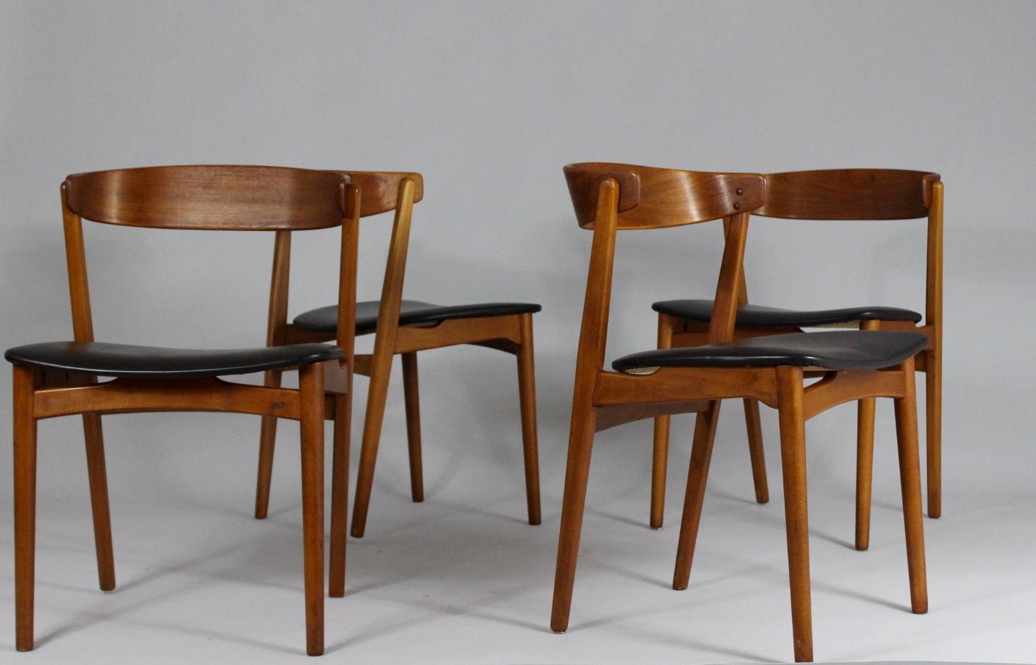 Scandinavian Modern 1960s Set of Four Teak Dining Chairs, Denmark