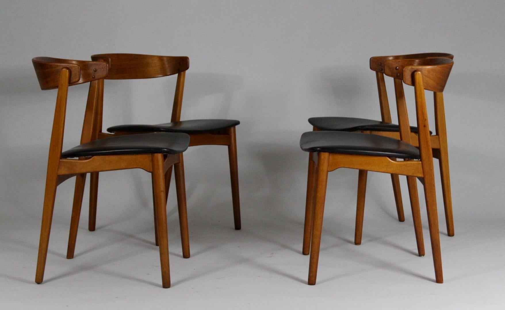 Scandinavian Modern 1960s Set of Four Teak Dining Chairs, Denmark