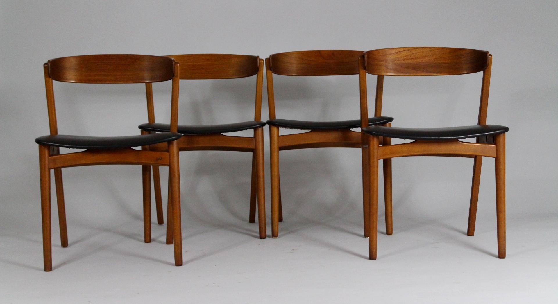 20th Century 1960s Set of Four Teak Dining Chairs, Denmark