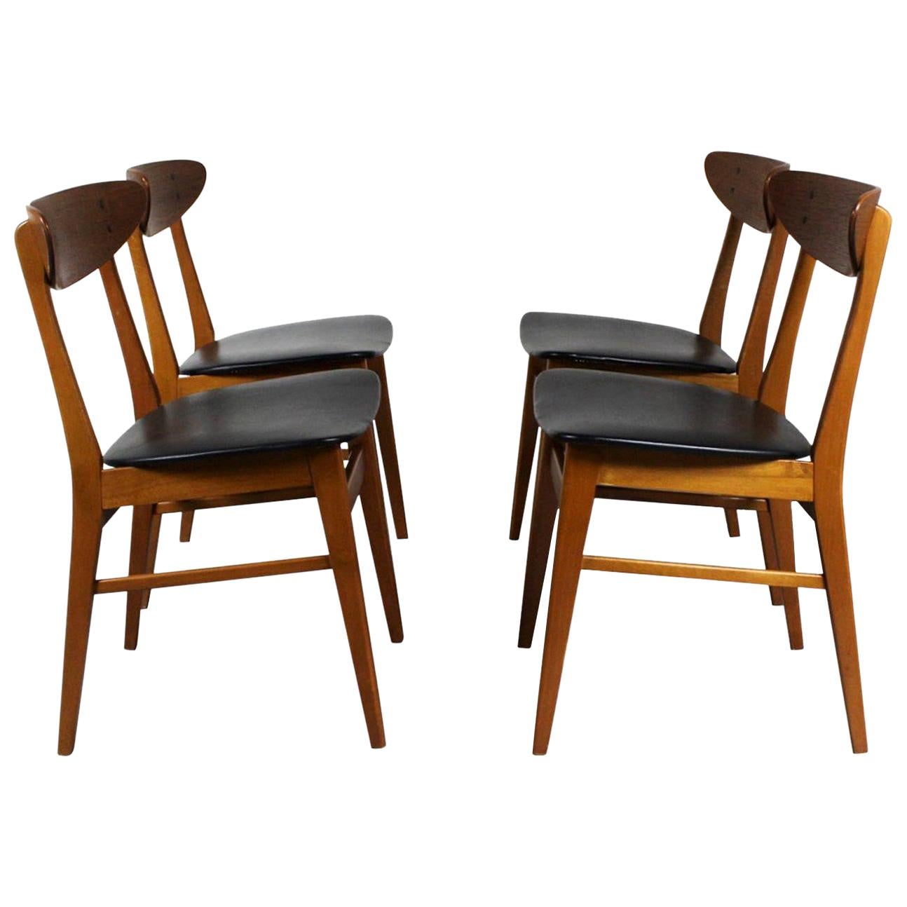 1960s Set of Four Teak Dining Chairs, Denmark For Sale