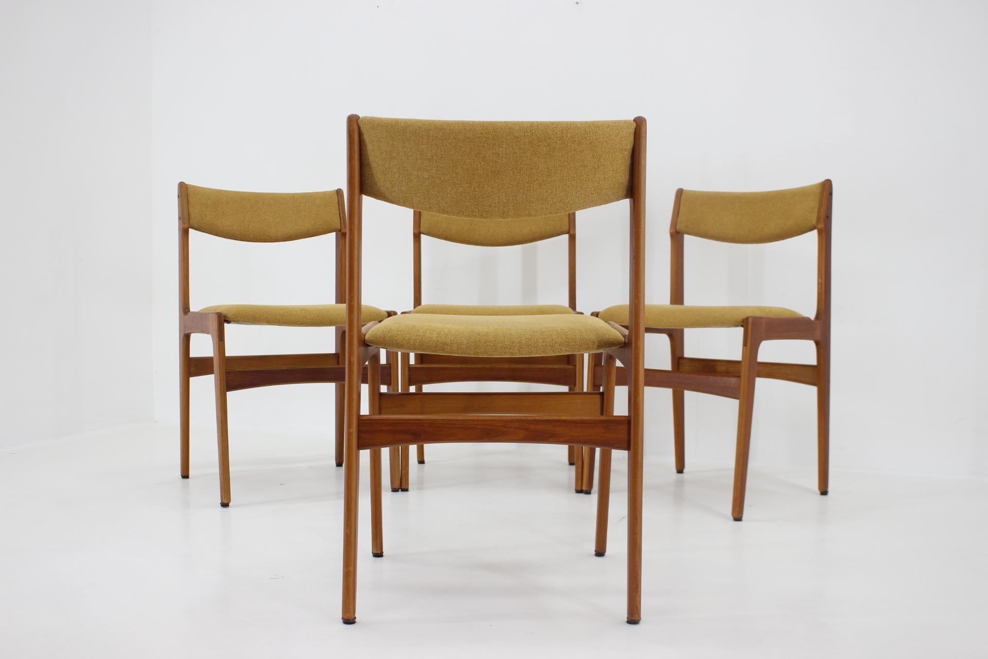Fabric 1960s Set of Four Teak Dining Chairs, Denmark