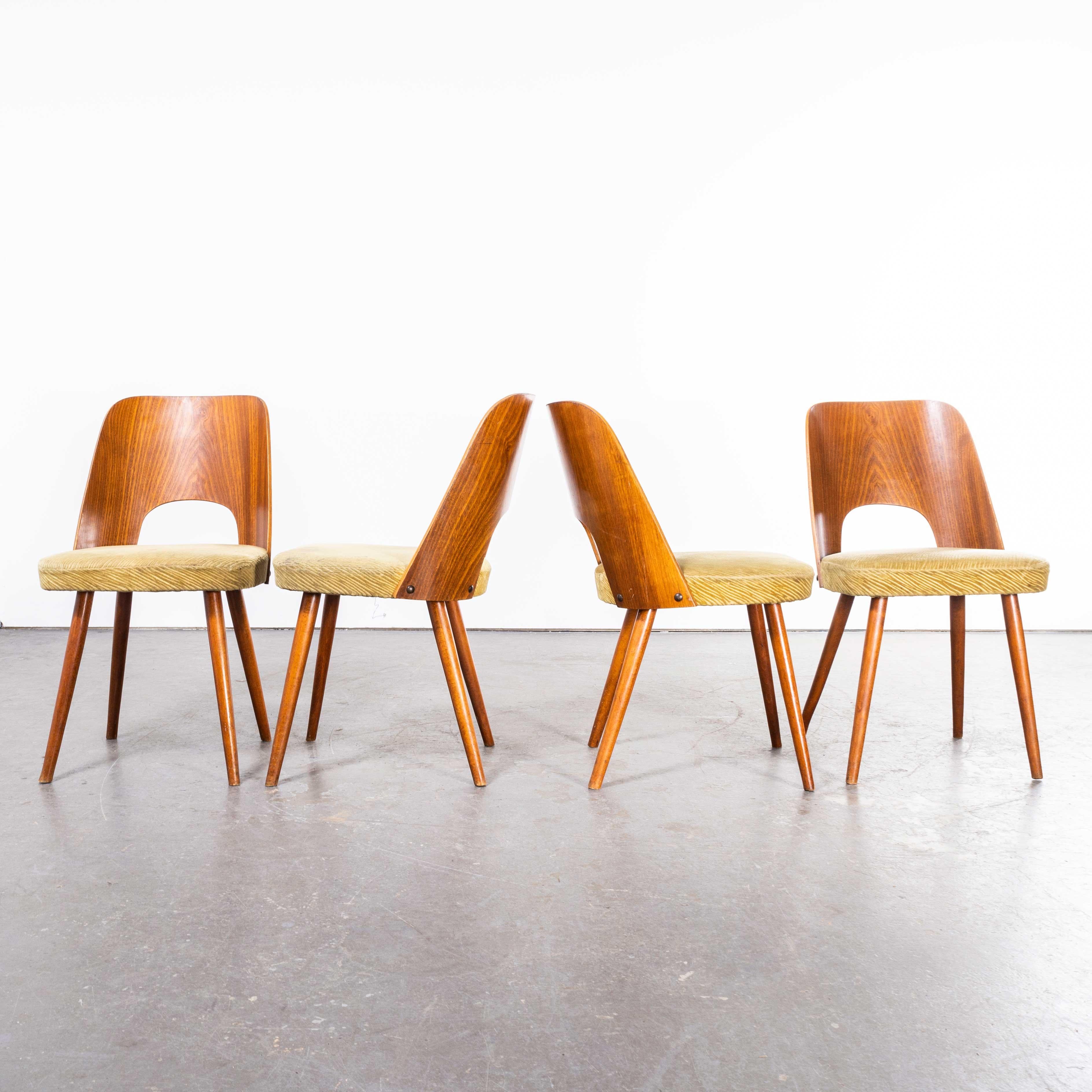 Czech 1960's Set of Four Upholstered Dining Chairs, Oswald Haerdtl '1929' For Sale