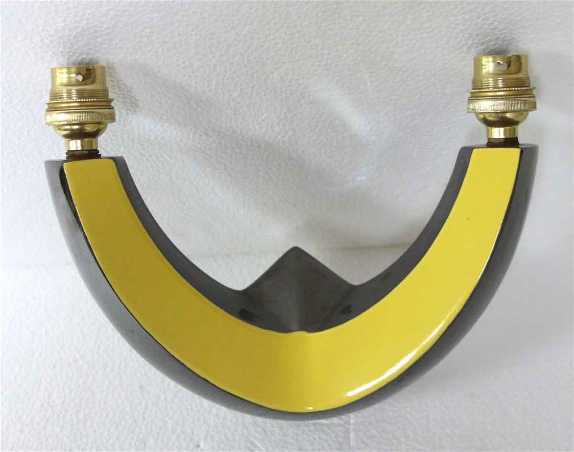 Mid-20th Century 1960s Set of French Mid-Century Modern Black and Yellow Ceramic Sconces
