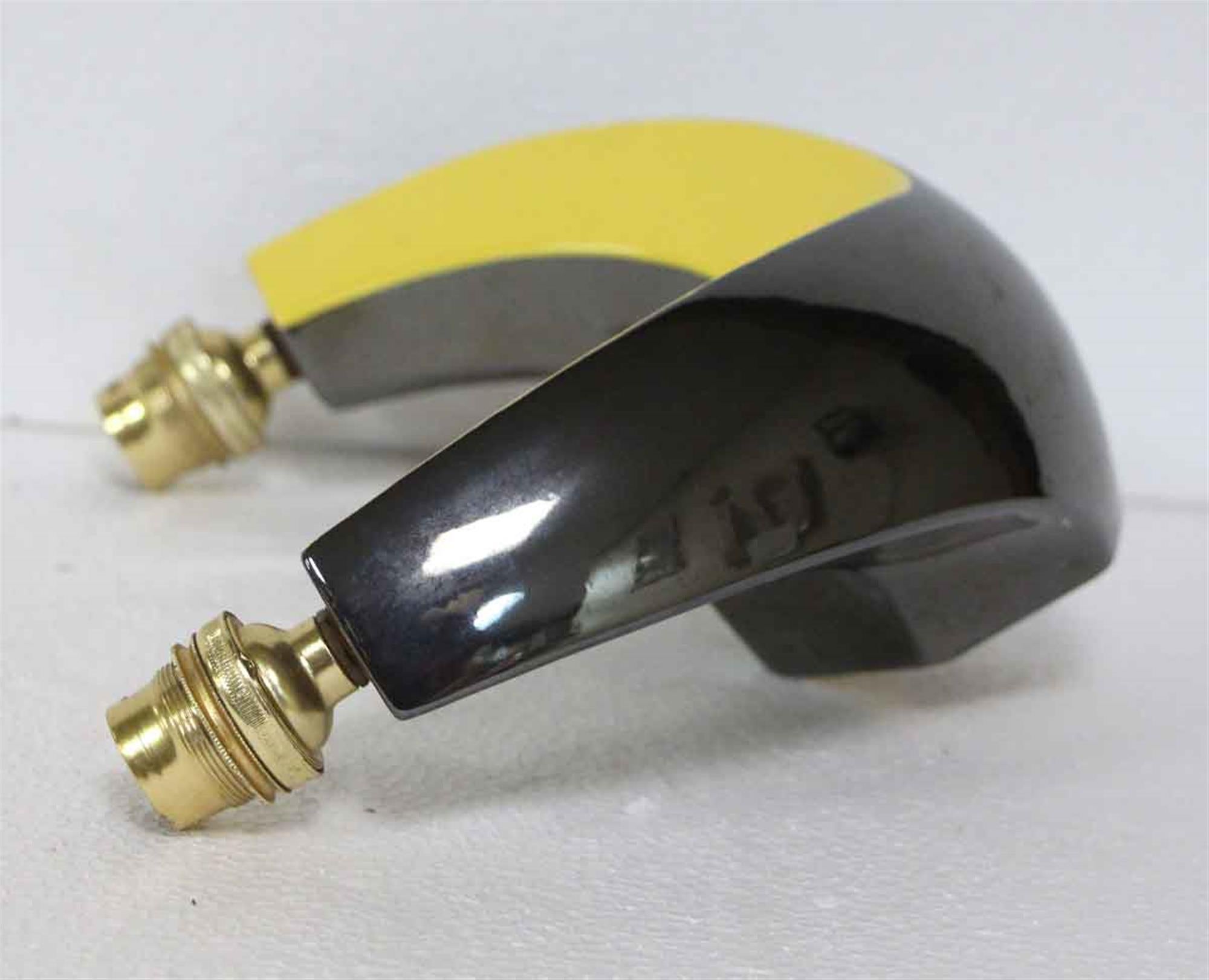 1960s Set of French Mid-Century Modern Black and Yellow Ceramic Sconces 2