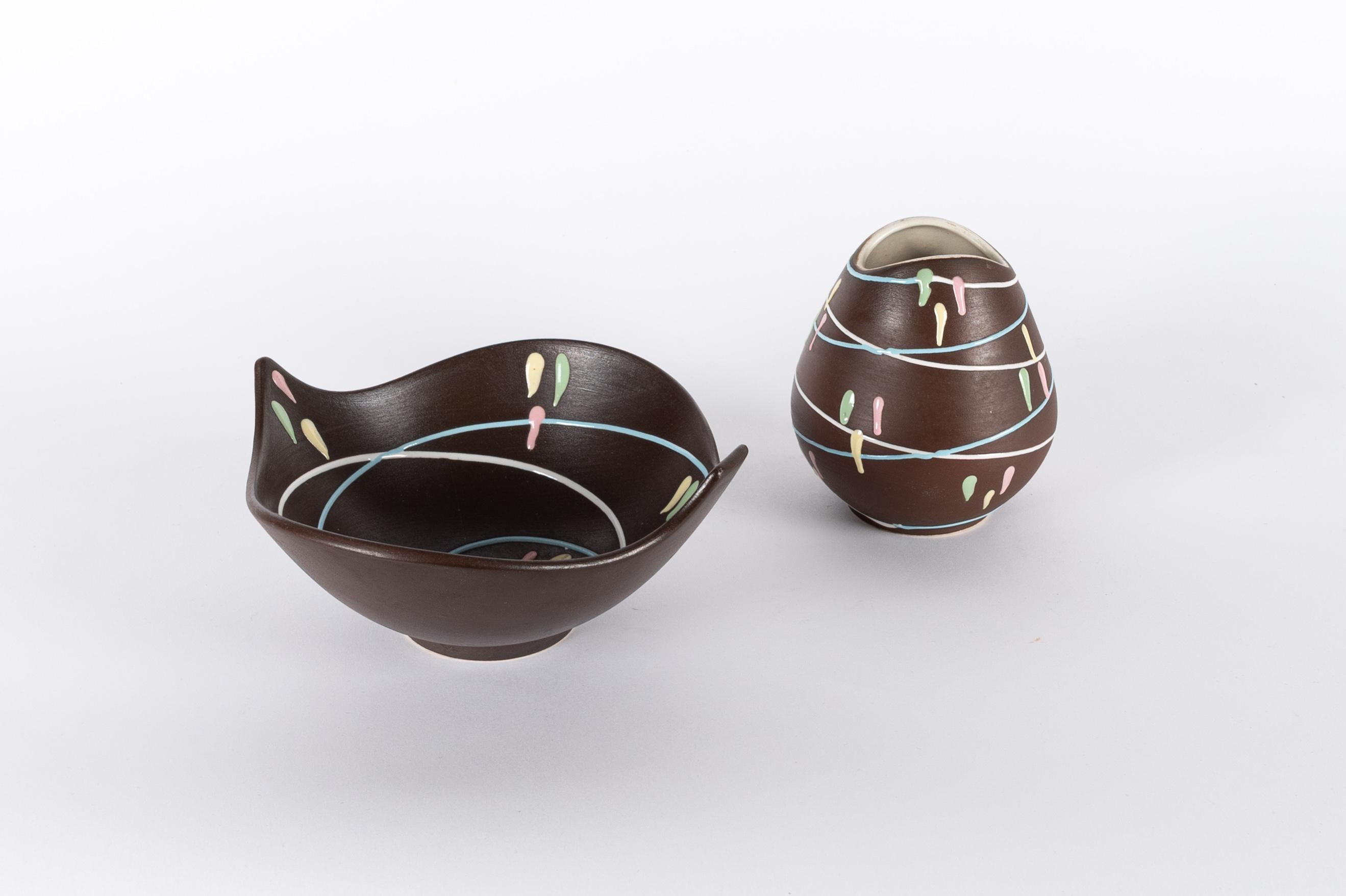 1960s set of jug & bowl by Dumler & Breiden (Germany) in brown