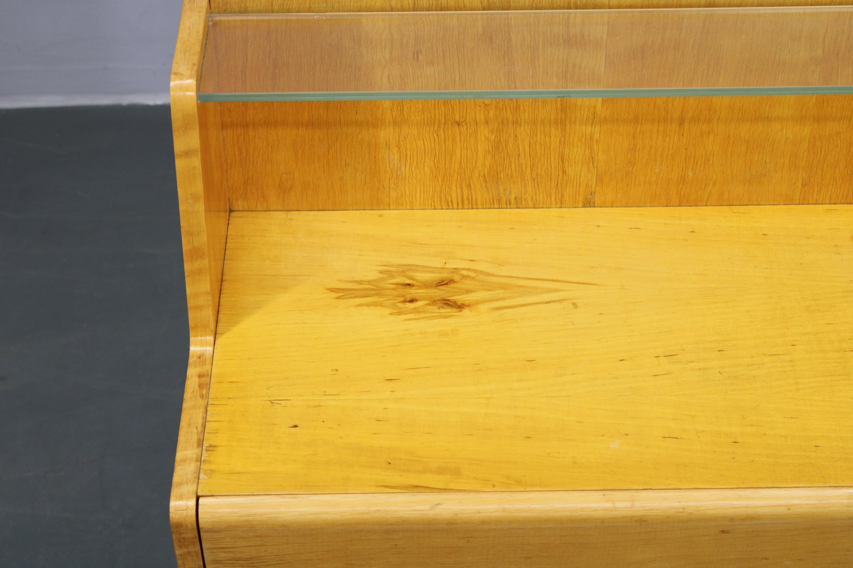 1960s Set of Night Stands and Chest of Drawers with Glass Shelf, Czechoslovakia For Sale 9