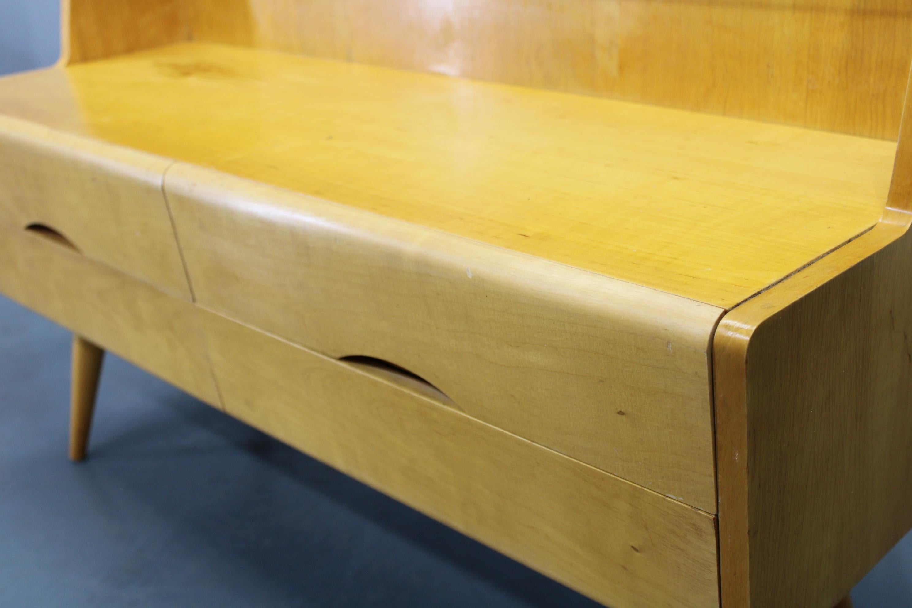 1960s Set of Night Stands and Chest of Drawers with Glass Shelf, Czechoslovakia For Sale 10