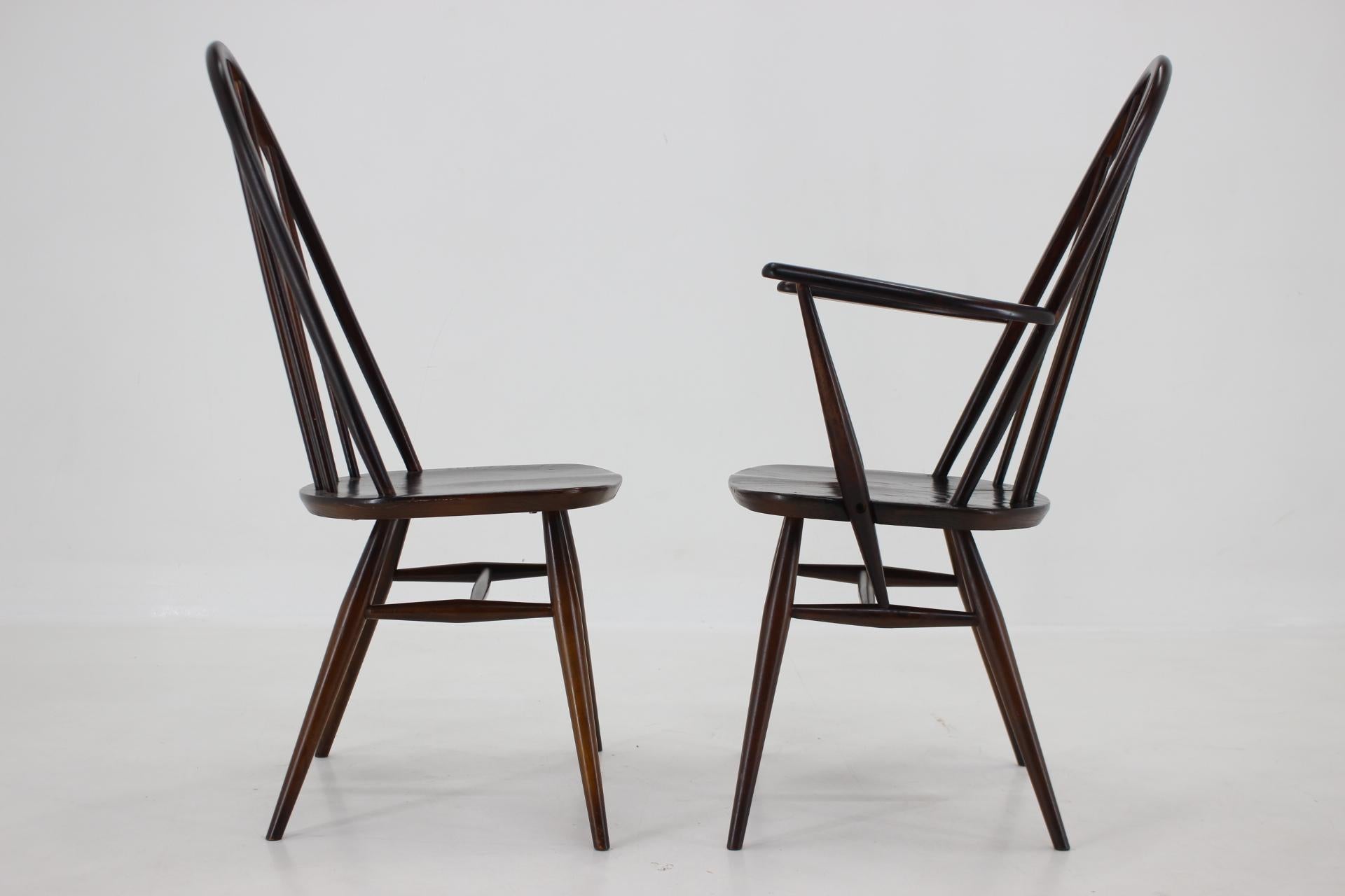 Mid-Century Modern 1960s Lucian Ercolani, Set of 6 Dining Windsor Chairs, Italy  For Sale