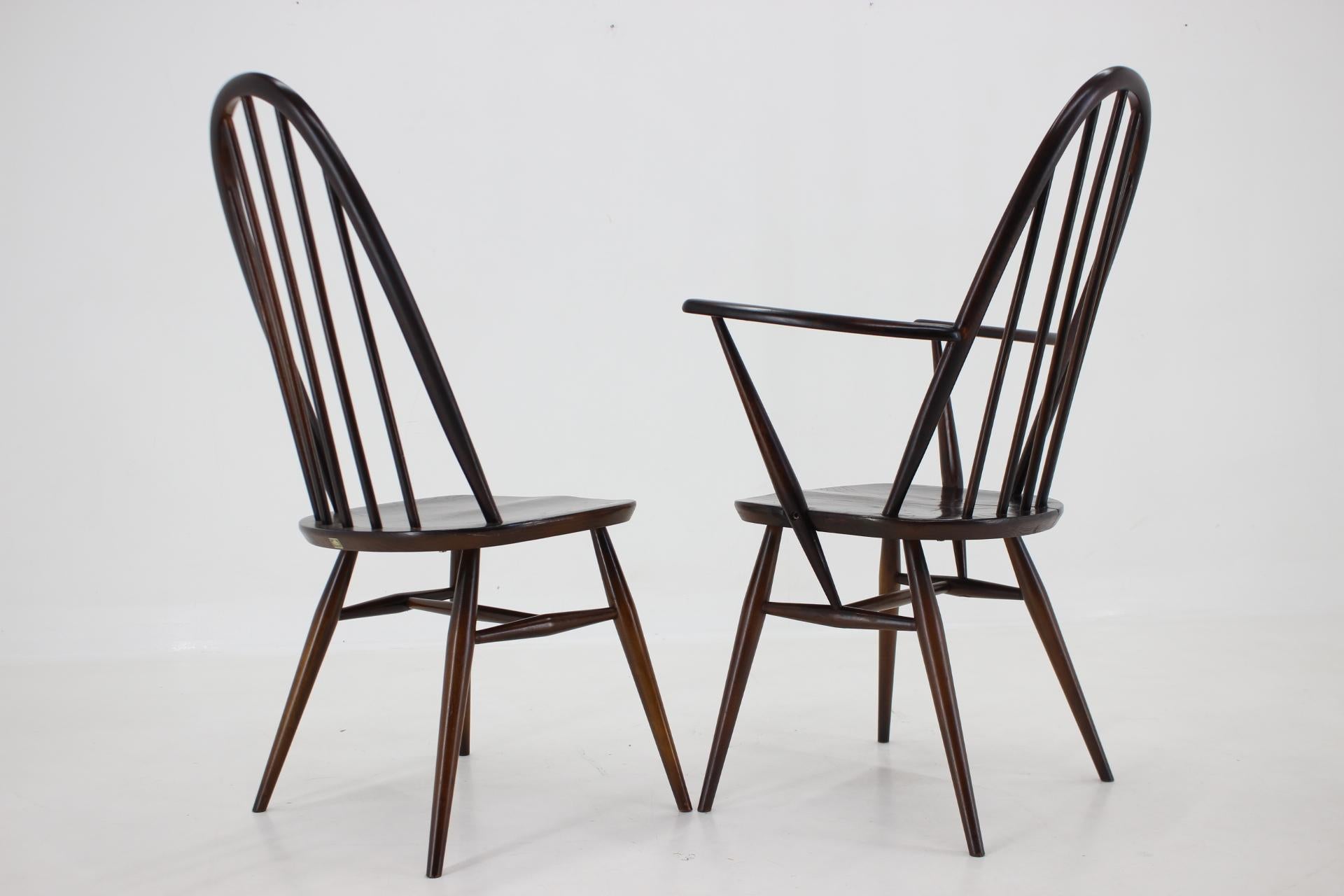 Danish 1960s Lucian Ercolani, Set of 6 Dining Windsor Chairs, Italy  For Sale