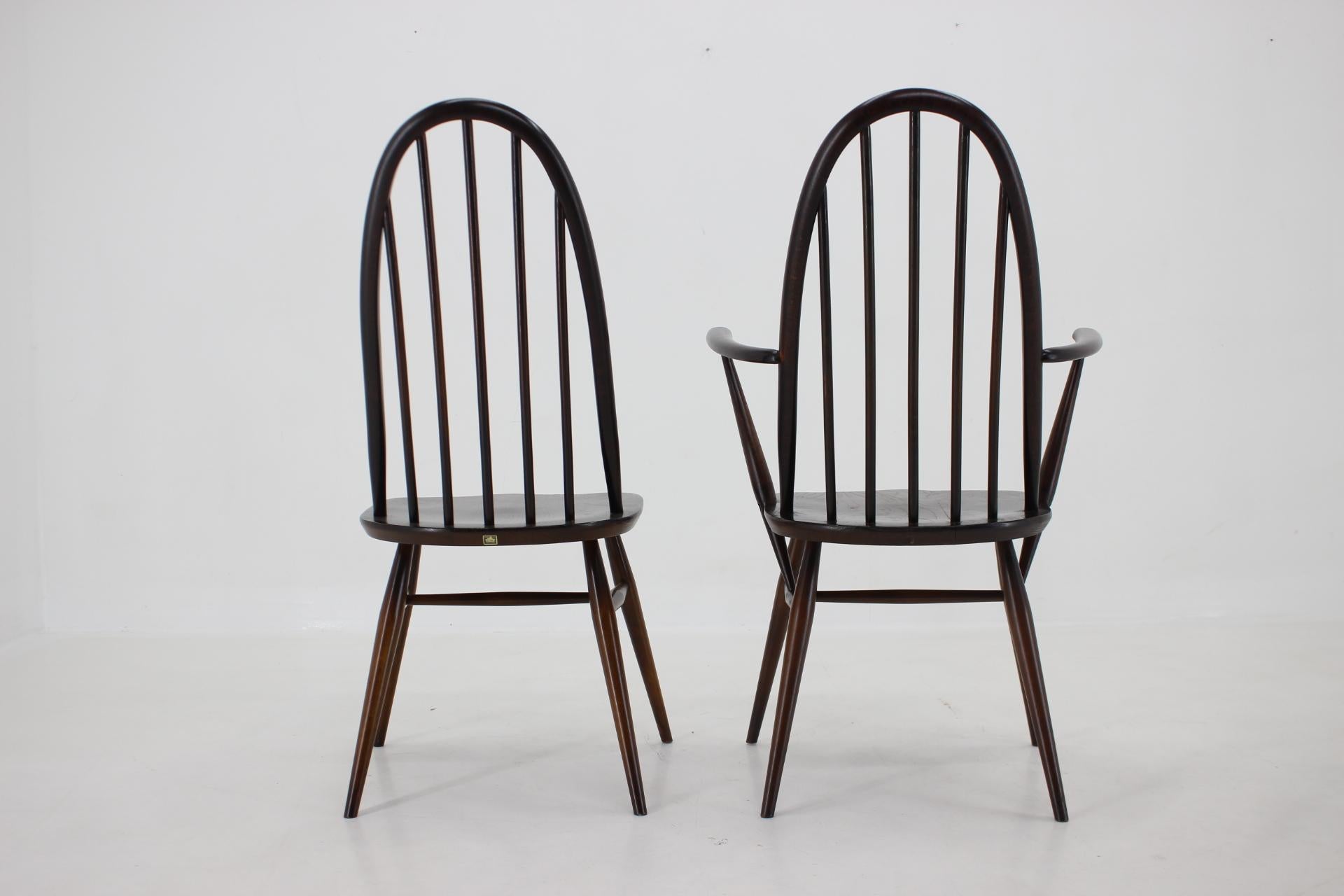 1960s Lucian Ercolani, Set of 6 Dining Windsor Chairs, Italy  In Good Condition For Sale In Praha, CZ