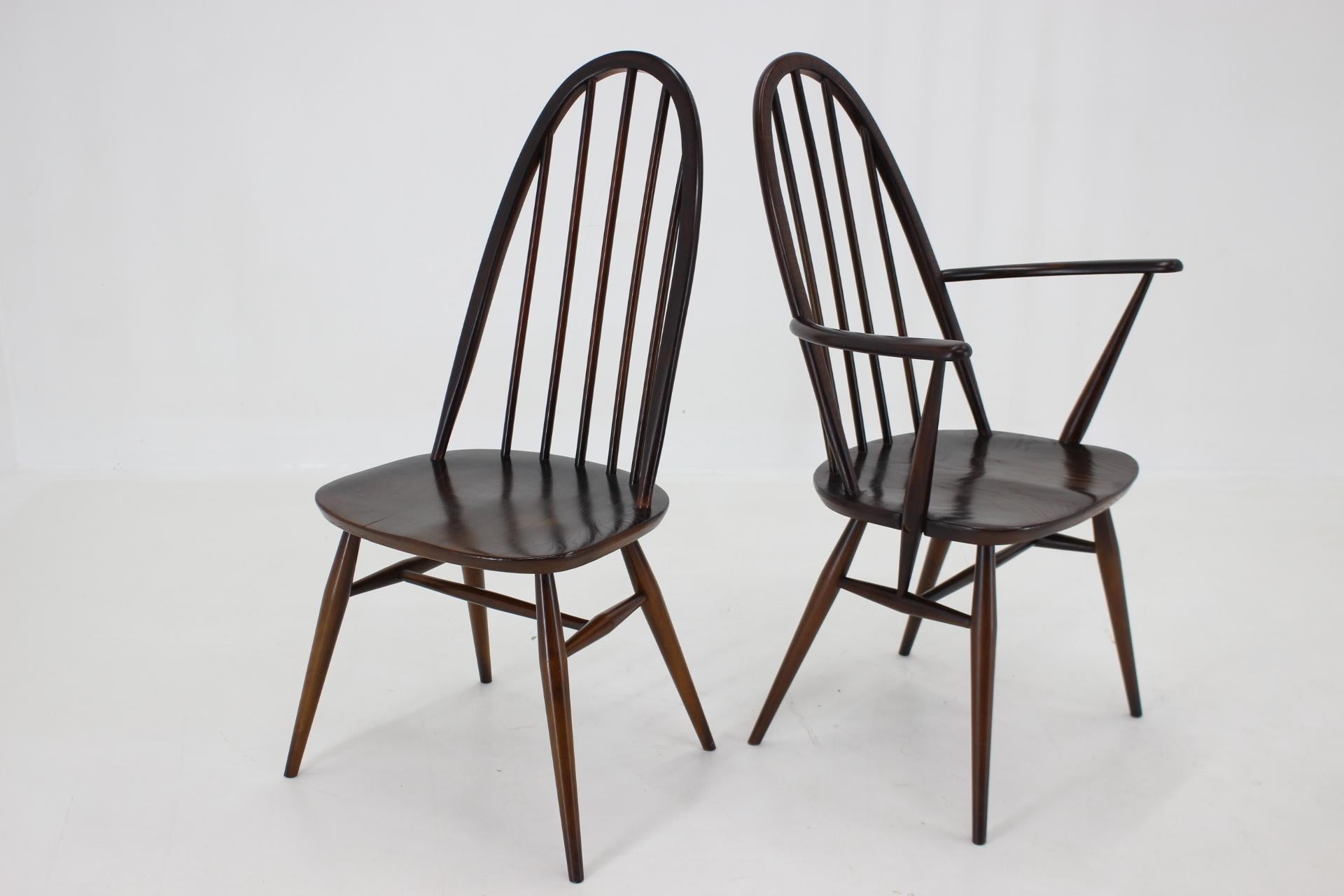 Beech 1960s Lucian Ercolani, Set of 6 Dining Windsor Chairs, Italy  For Sale