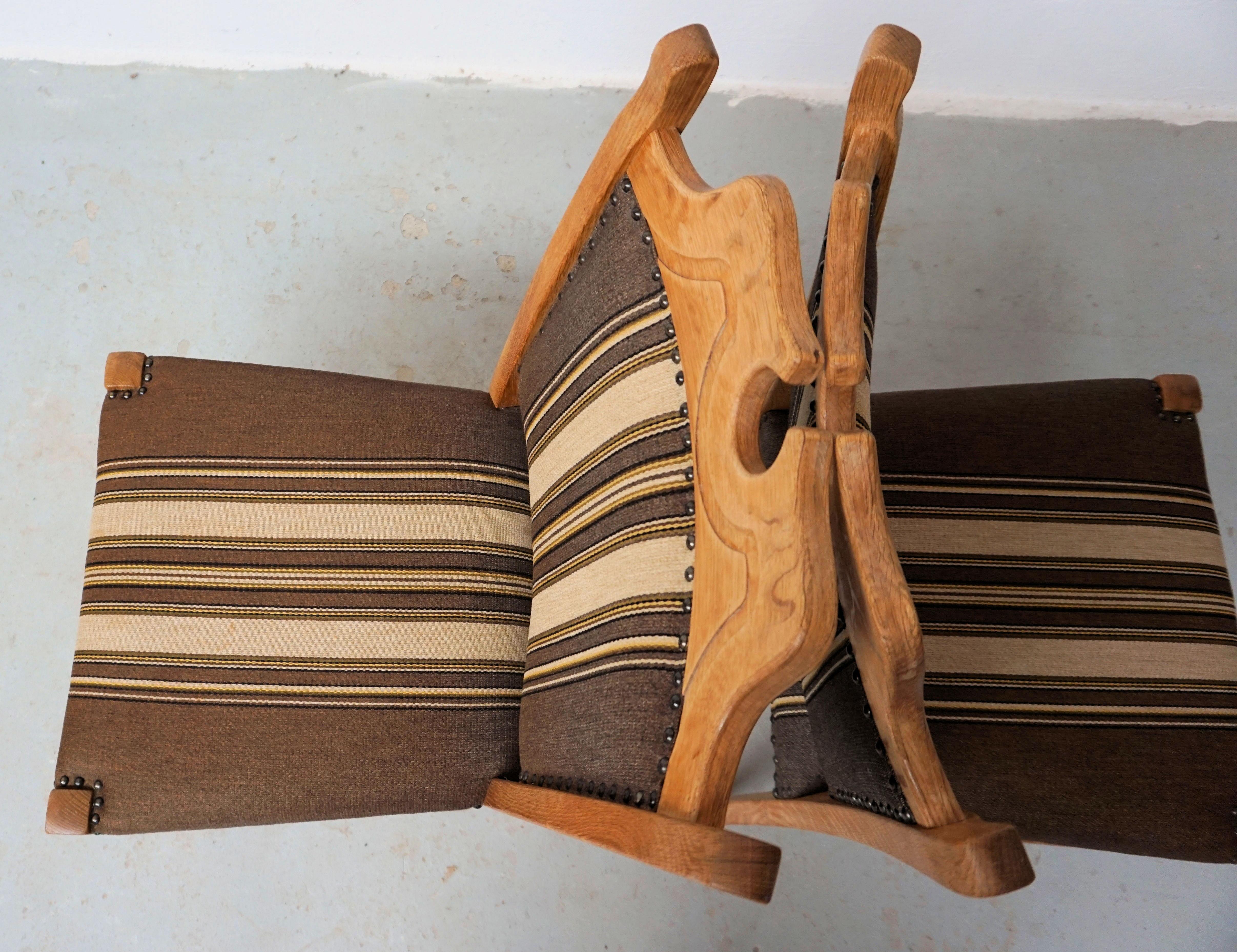 1960's Set of Six Danish Oak Dining Chairs in Henning Kjaernulf Brutalist Style For Sale 4