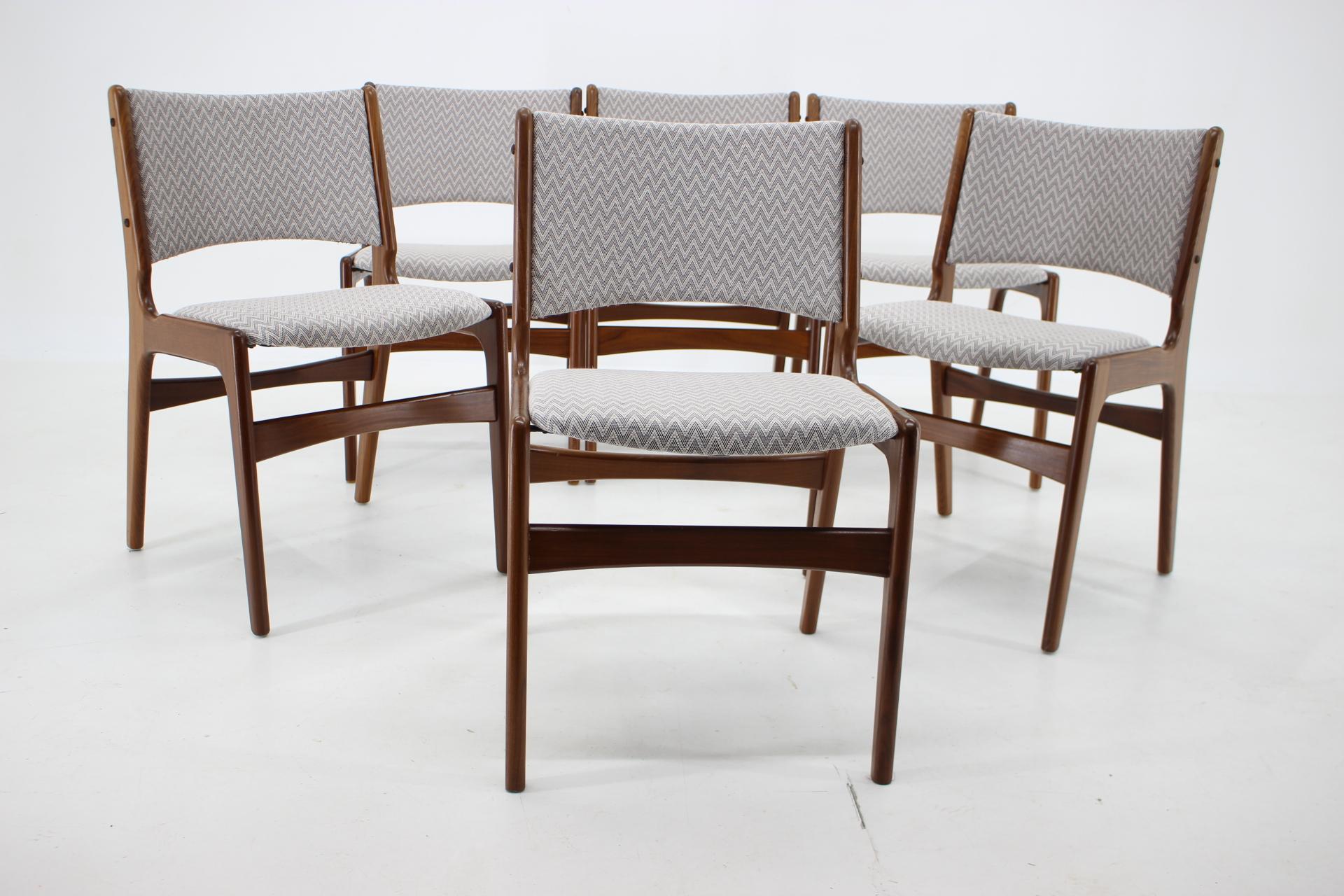 Mid-Century Modern 1960s Set of Six Danish Teak Dining Chairs