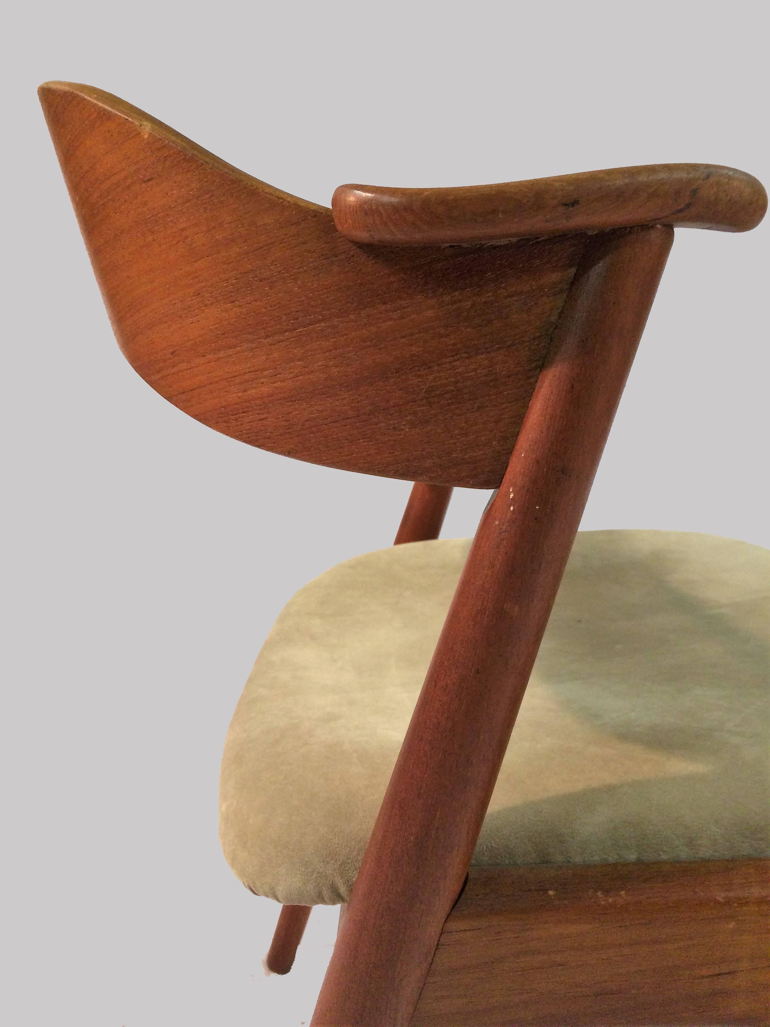 1960's Set of Six Fully Restored Danish Teak Dining Chairs Custom Upholstery For Sale 1