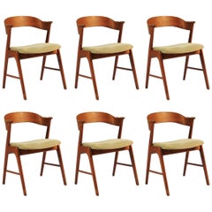 1960s Set of Six Danish Teak Dining Chairs Known as Model 32, Inc. Reupholstery