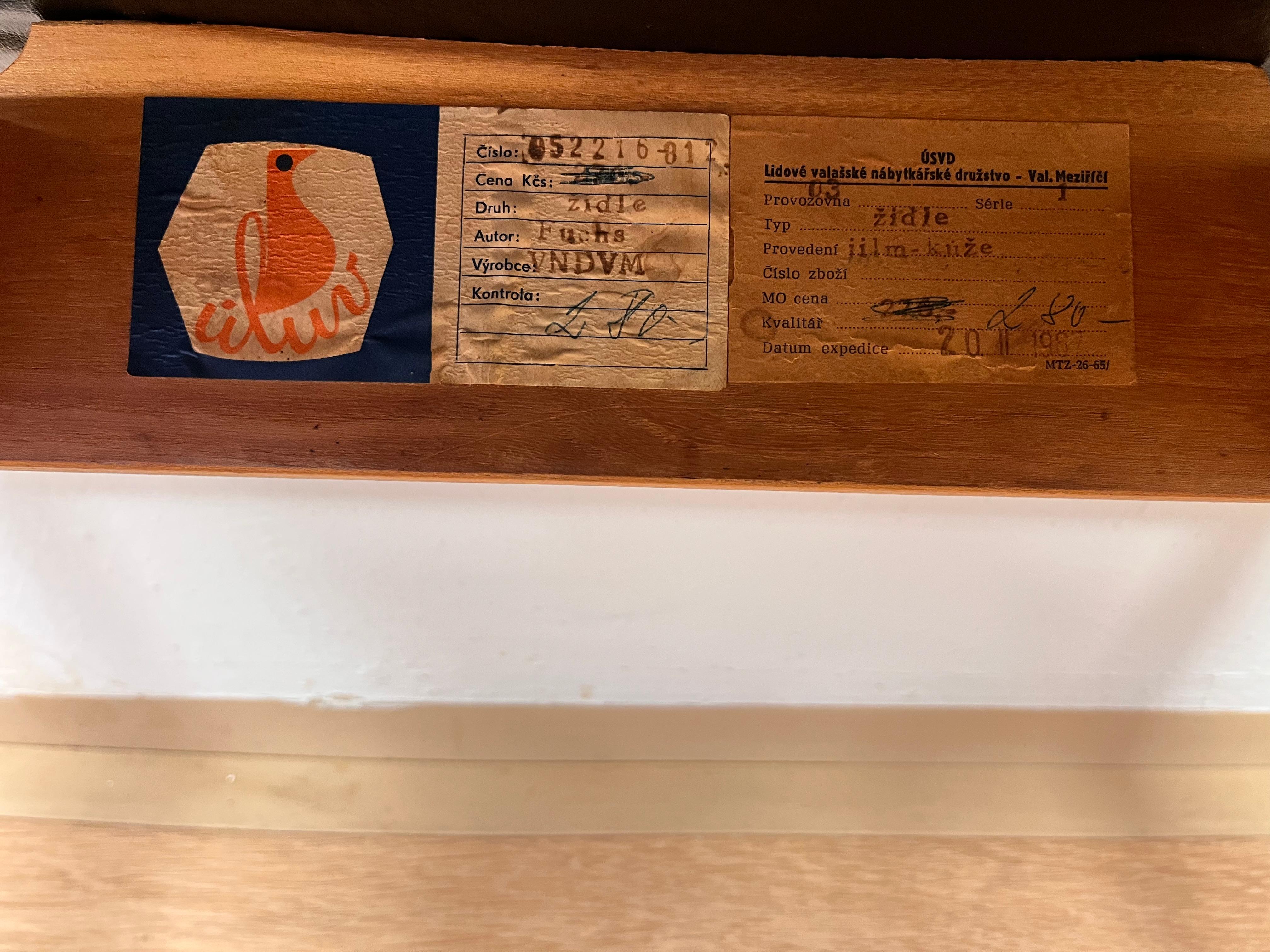 1960 Set di sei sedie da pranzo di design di Alan Fuchs - ULUV, Cecoslovacchia in vendita 3