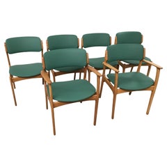 1960s Set of Six Fully Restored Customizable Danish Erik Buch Oak Dining Chairs