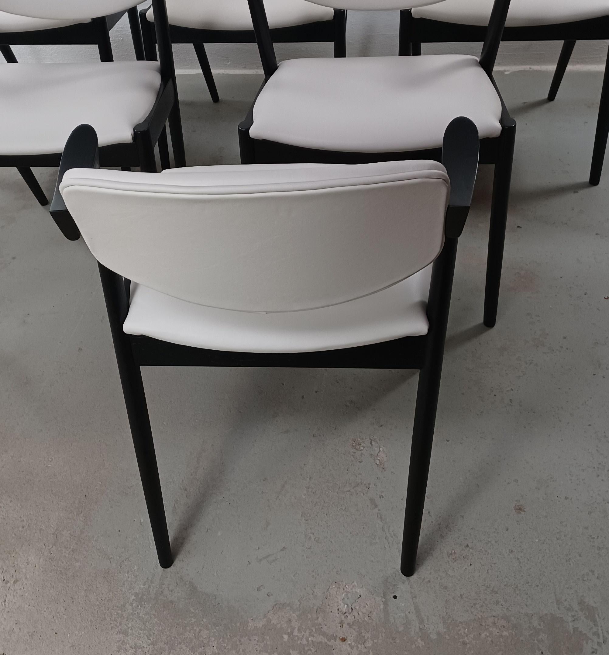 Verni Ensemble de six chaises de salle à manger Kai Kristiansen, entièrement restaurées et personnalisables, des années 1960 en vente