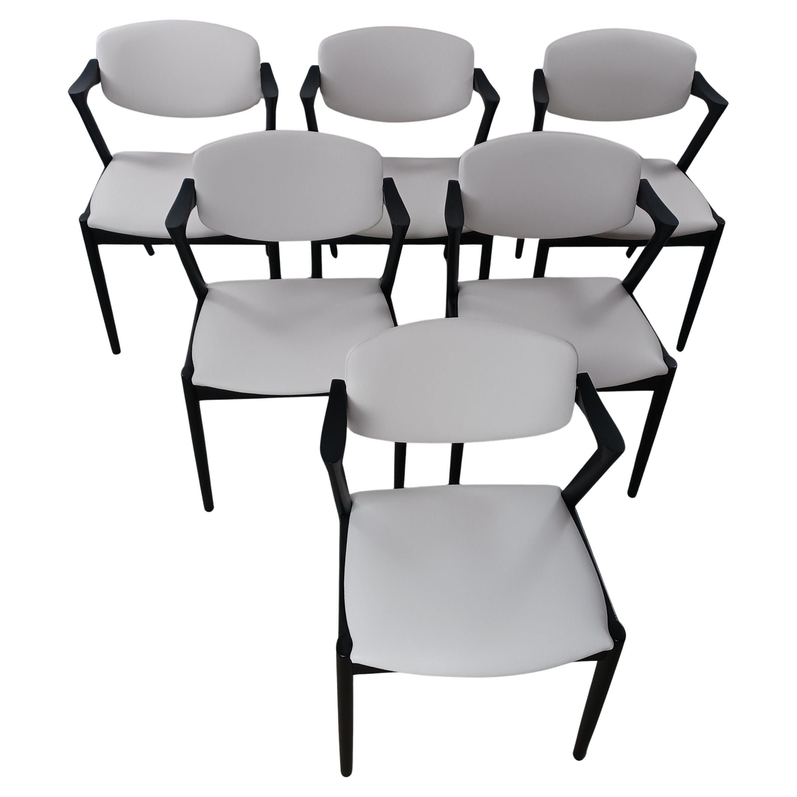 Ensemble de six chaises de salle à manger Kai Kristiansen, entièrement restaurées et personnalisables, des années 1960 en vente