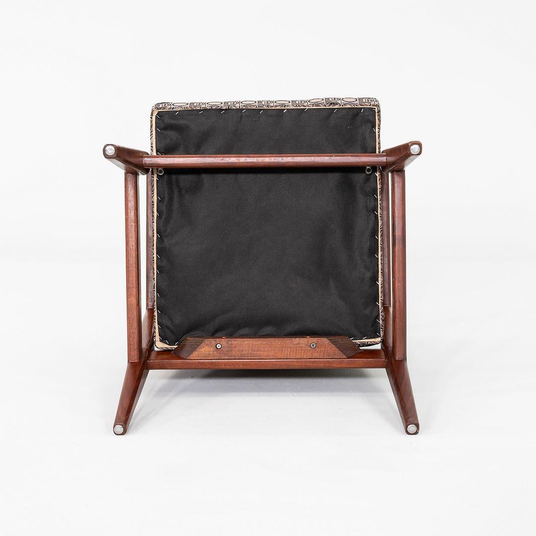 1960s Set of Six Jens Risom Designs C-120 Dining Armchairs in Walnut and Fabric For Sale 4