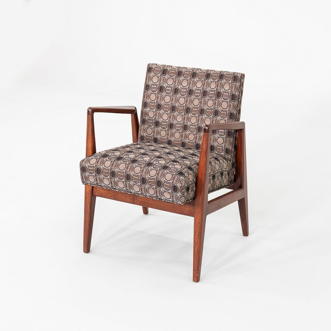 1960s Set of Six Jens Risom Designs C-120 Dining Armchairs in Walnut and Fabric In Good Condition For Sale In Philadelphia, PA