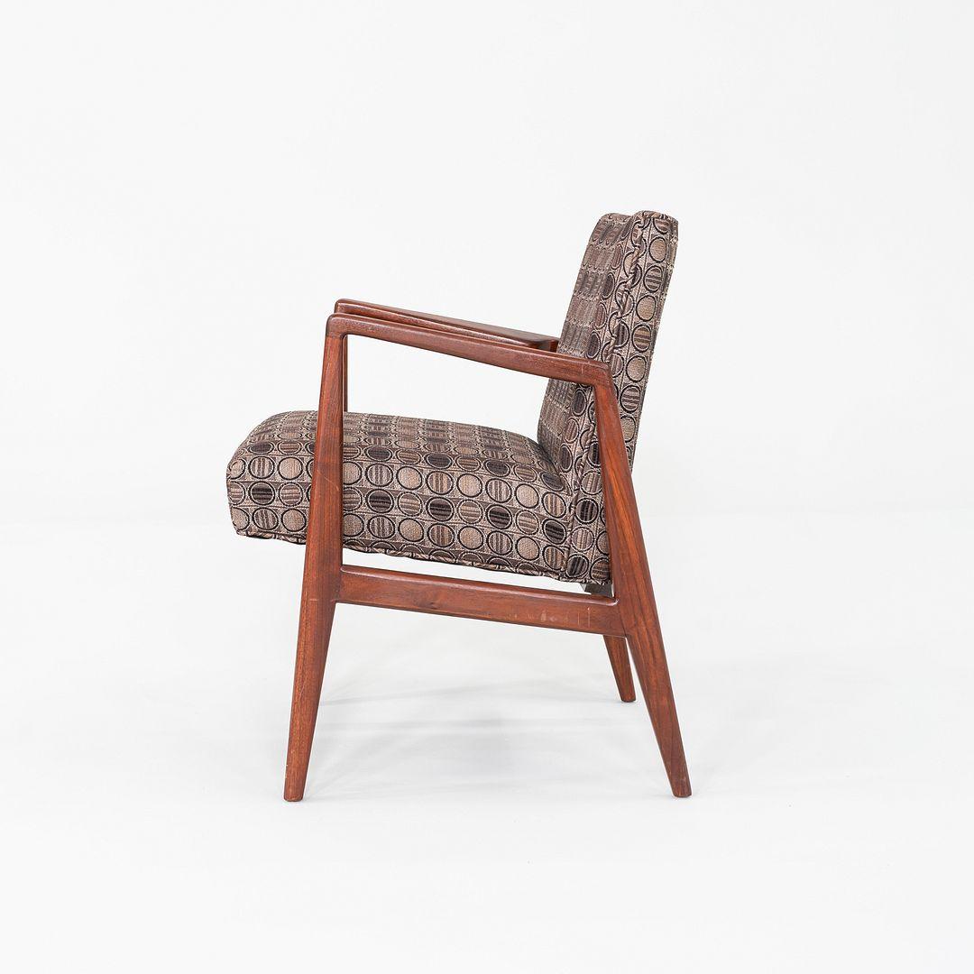 1960s Set of Six Jens Risom Designs C-120 Dining Armchairs in Walnut and Fabric For Sale 1