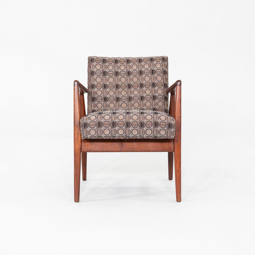 1960s Set of Six Jens Risom Designs C-120 Dining Armchairs in Walnut and Fabric For Sale 2