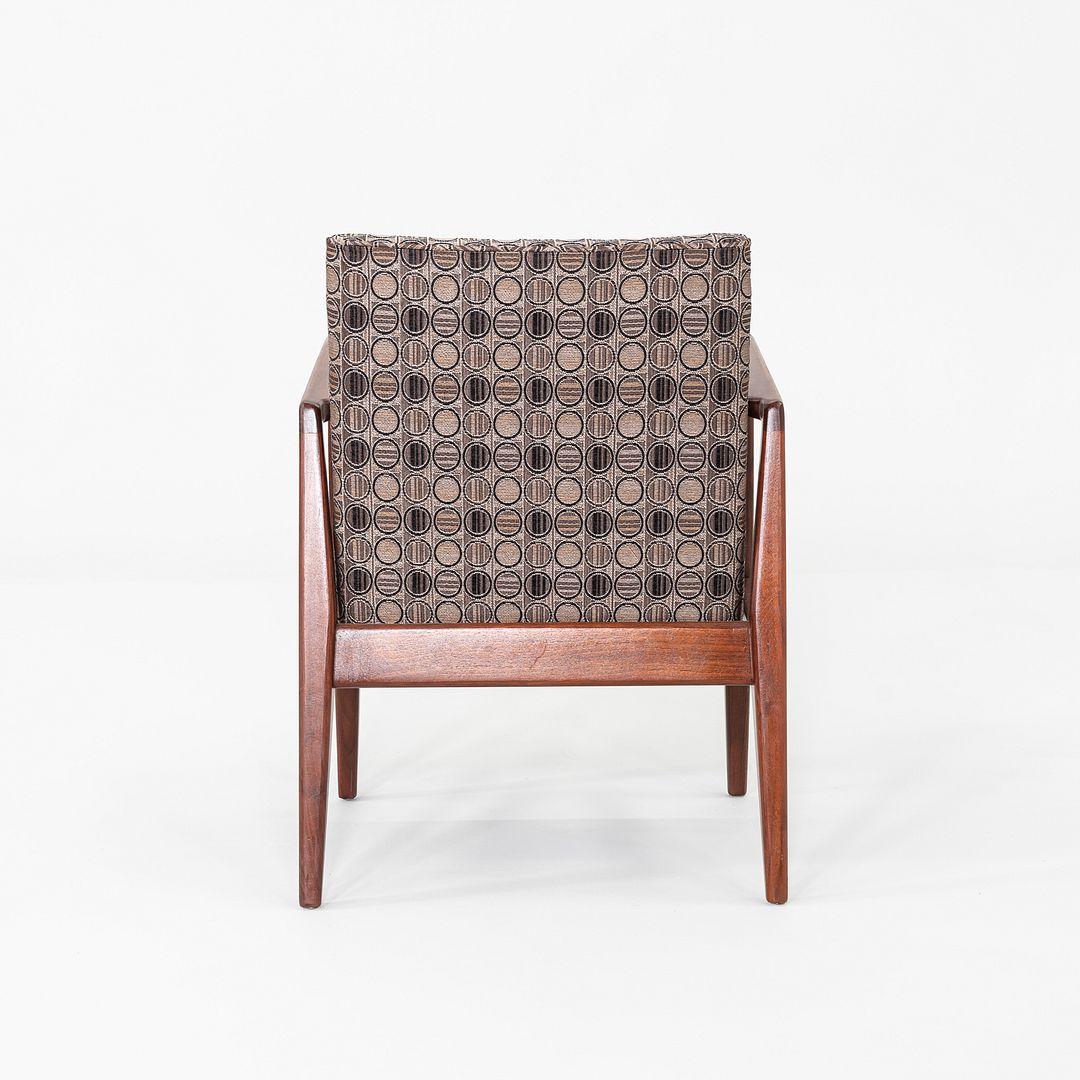 1960s Set of Six Jens Risom Designs C-120 Dining Armchairs in Walnut and Fabric For Sale 3