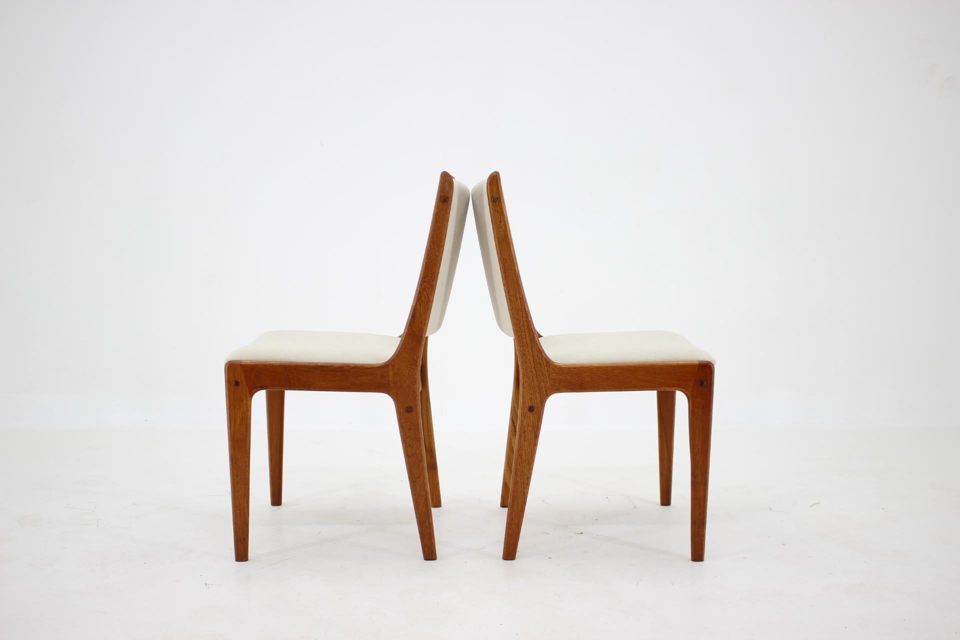 Fabric 1960s Set of Six Johannes Andersen Teak Dining Chairs by Uldum Mobelfabric, Denm