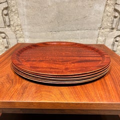 1960s Set of Six Mahogany Serving Plates Bent Plywood