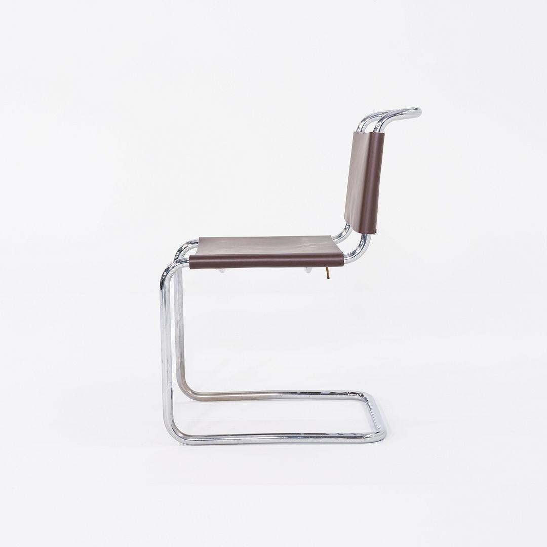 1960s Set of Six Marcel Breuer for Knoll B33 Spoleto Dining Chairs Brown Leather In Excellent Condition In Philadelphia, PA
