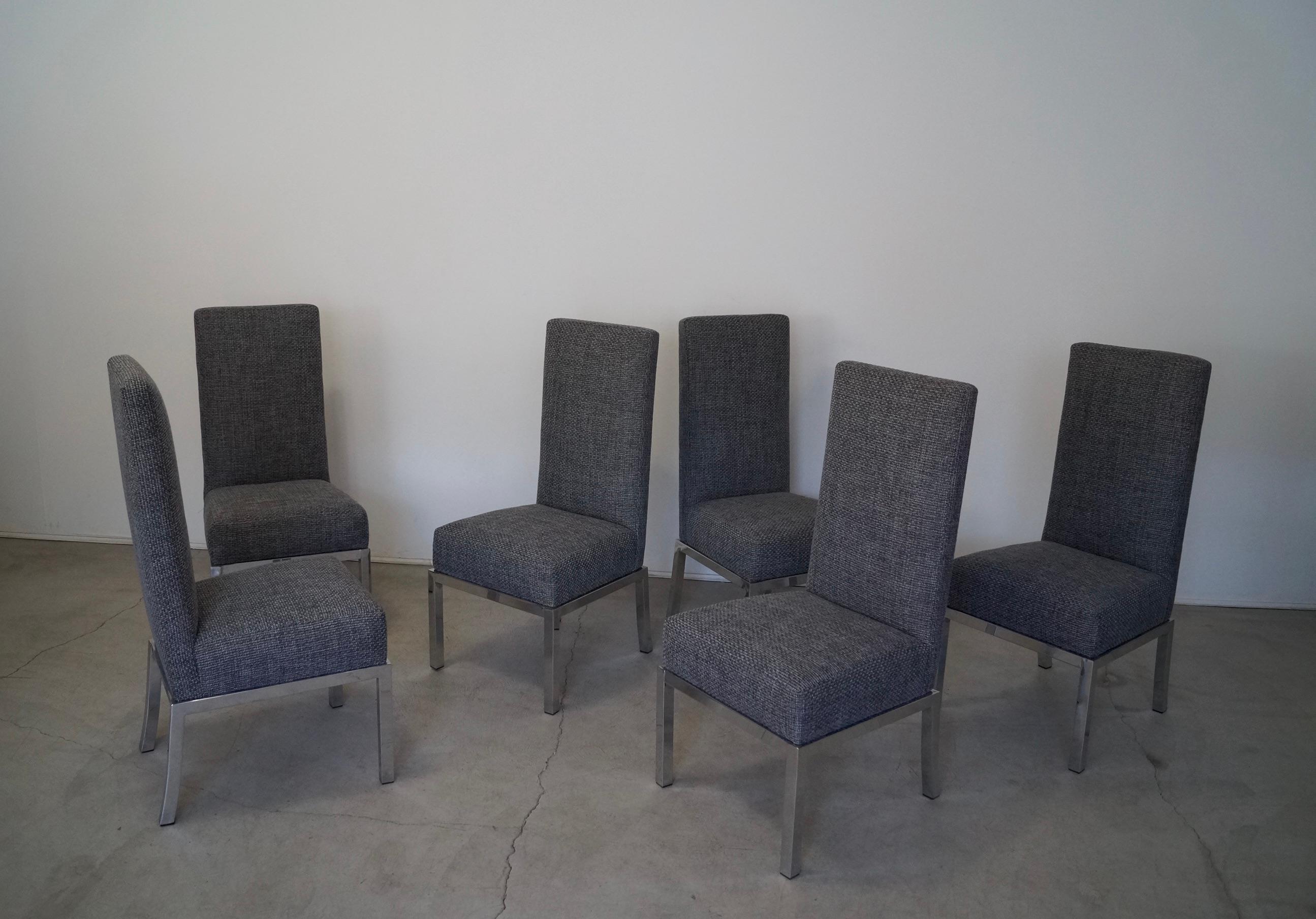Fabric 1960's Set of Six Mid-Century Modern Dining Chairs For Sale