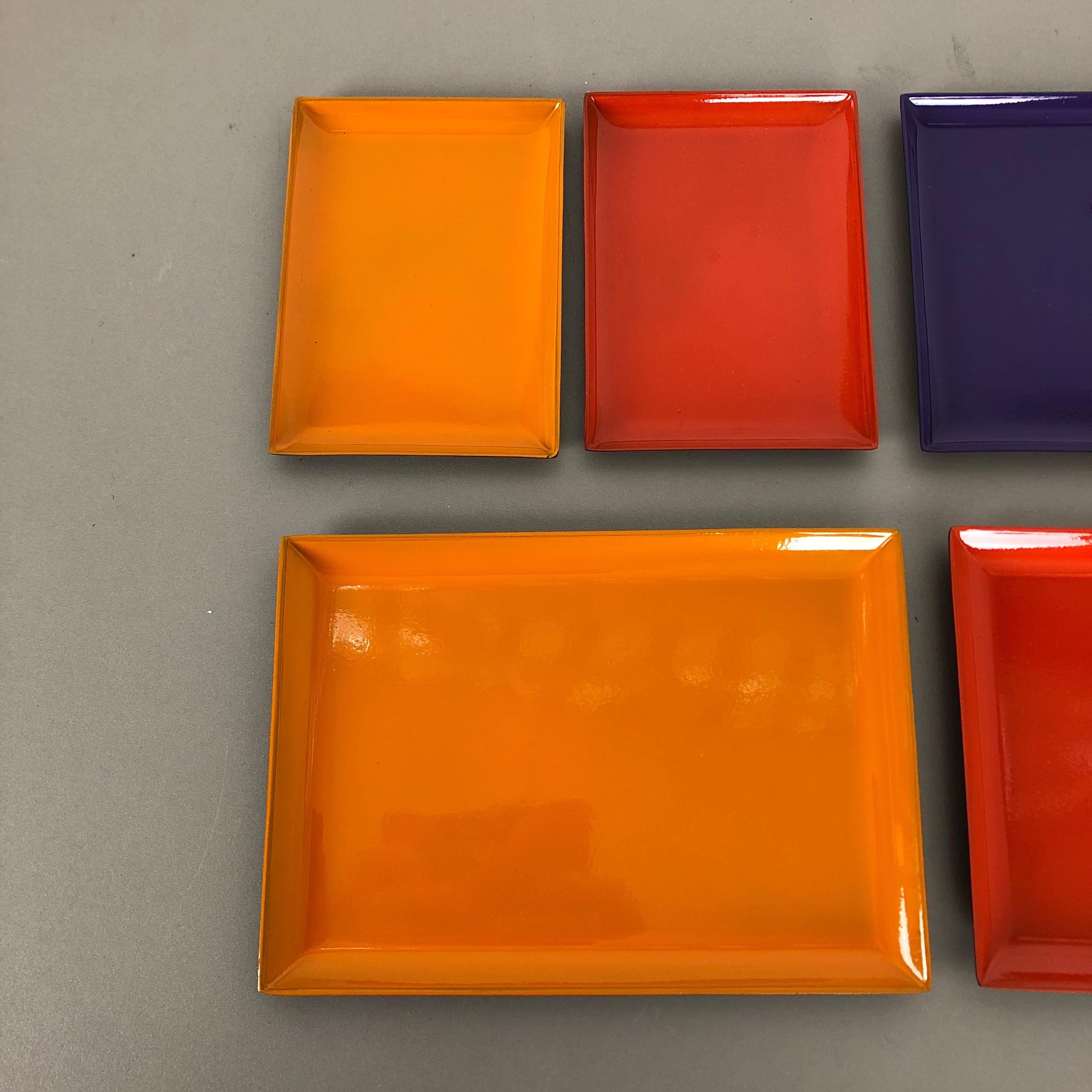 Swedish 1960s Set of Six Multi-Color Tray Elements Made in Sweden, Midcentury Modern